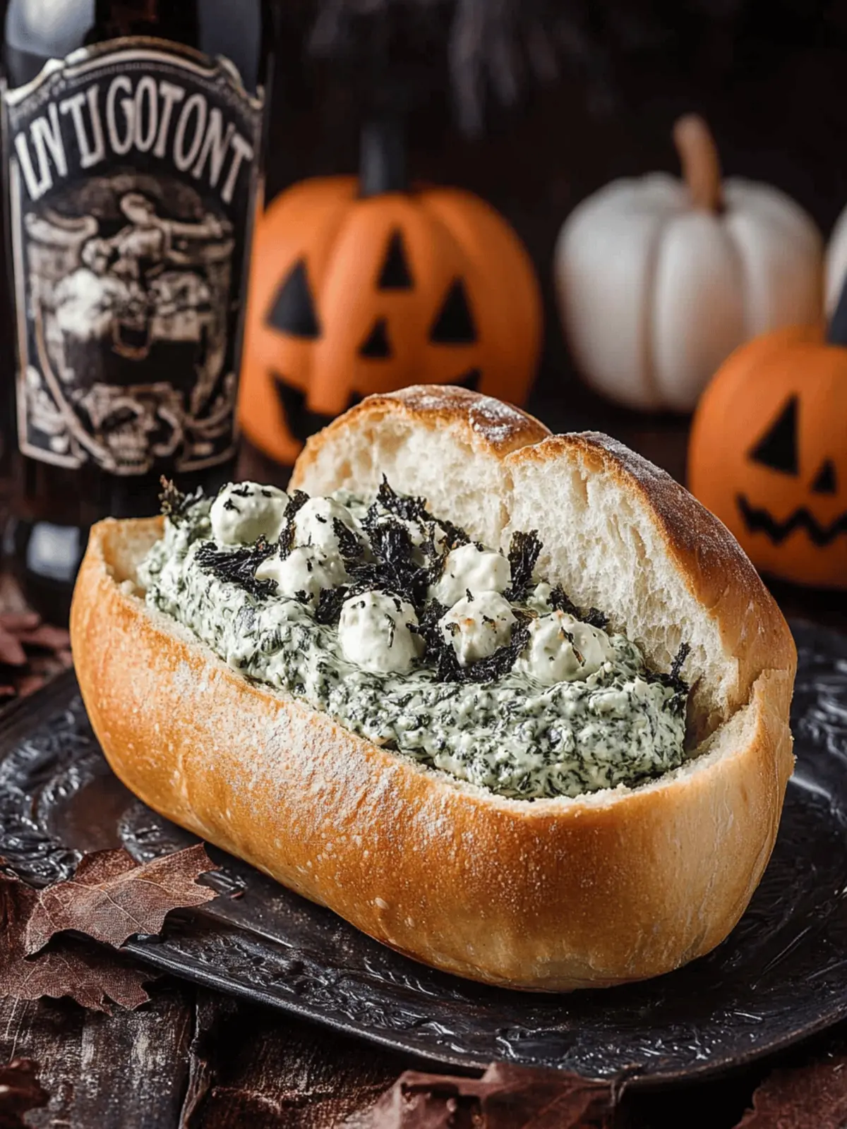 Lipton Spinach Dip in Halloween Bread Bowl That Wows Guests 2 Lipton Spinach Dip in Halloween Bread Bowl