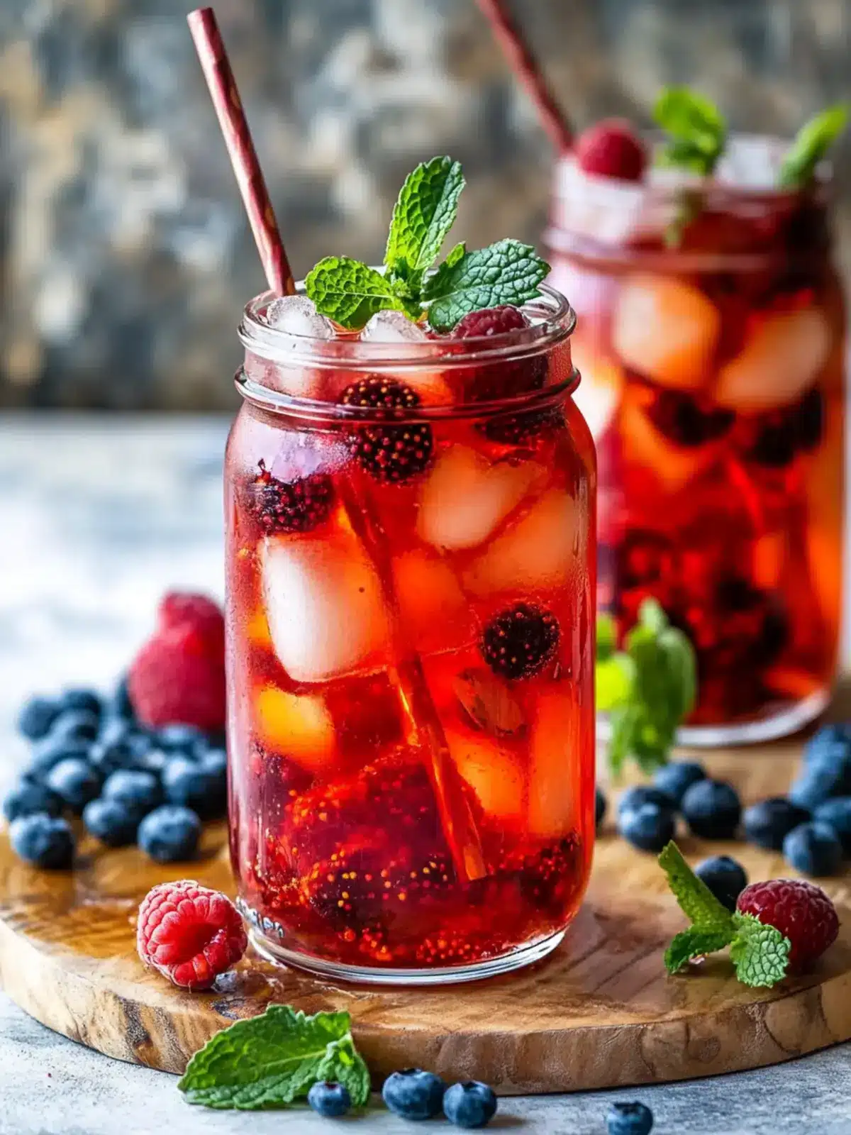 Berry Iced Tea with Ginger and Mint for a Refreshing Summer Sip 2 Berry Iced Tea with Ginger and Mint