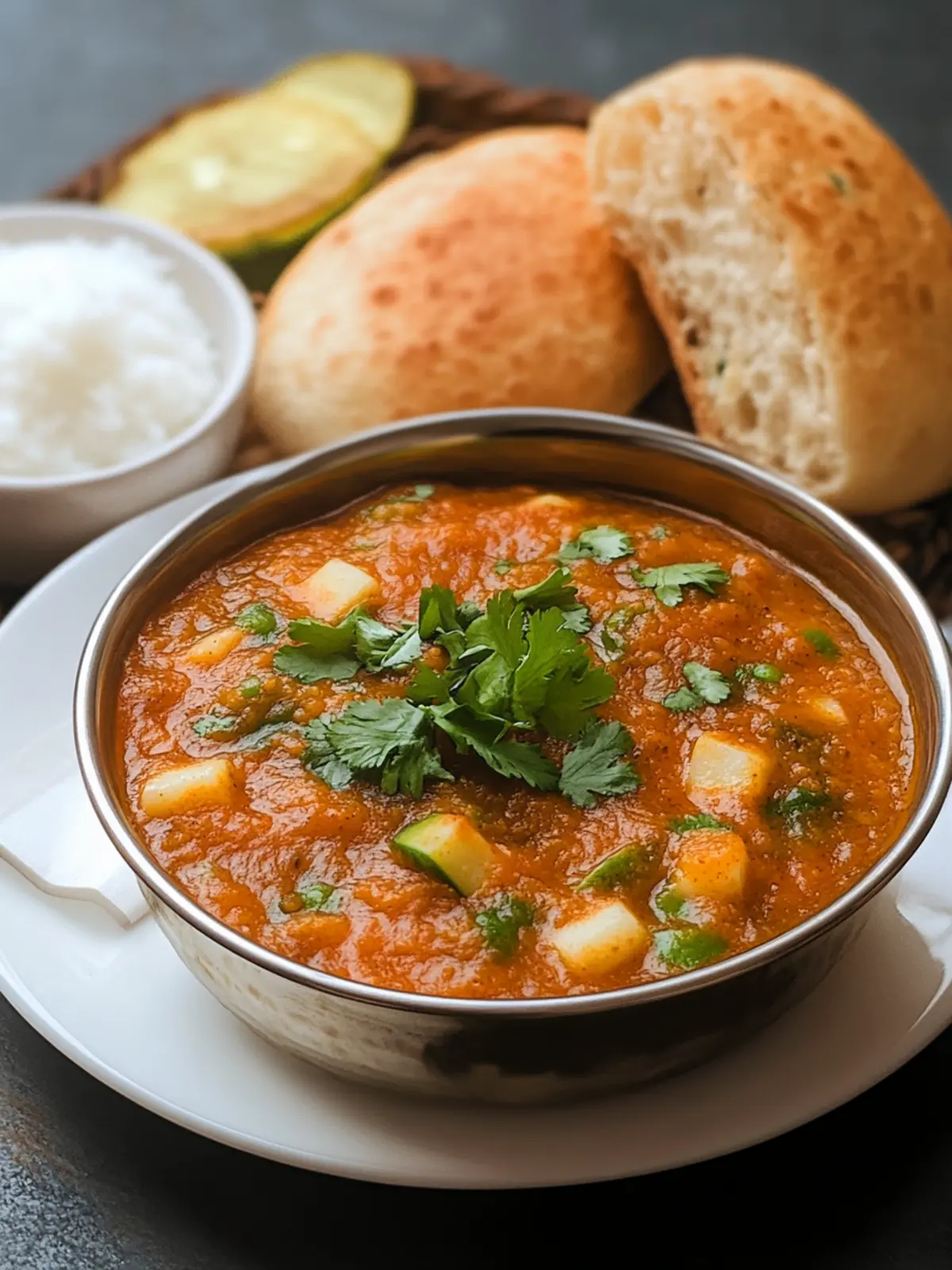 Delicious Indian Pav Bhaji: Your Go-To Spicy Mash Fix! 4 Indian Pav Bhaji (Spicy Vegetable Mash with Bread Rolls)