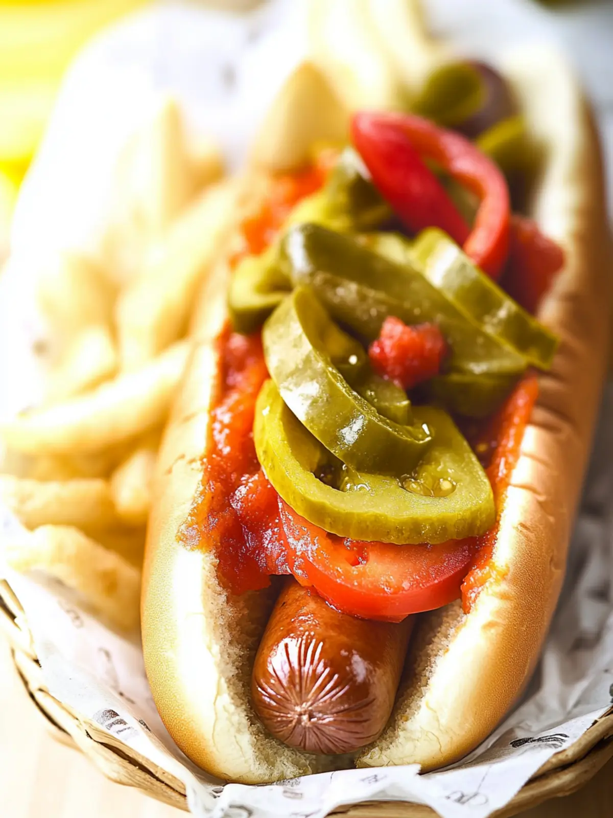 Savory Authentic Chicago Hot Dogs with Flavorful Toppings 4 Authentic Chicago Hot Dogs