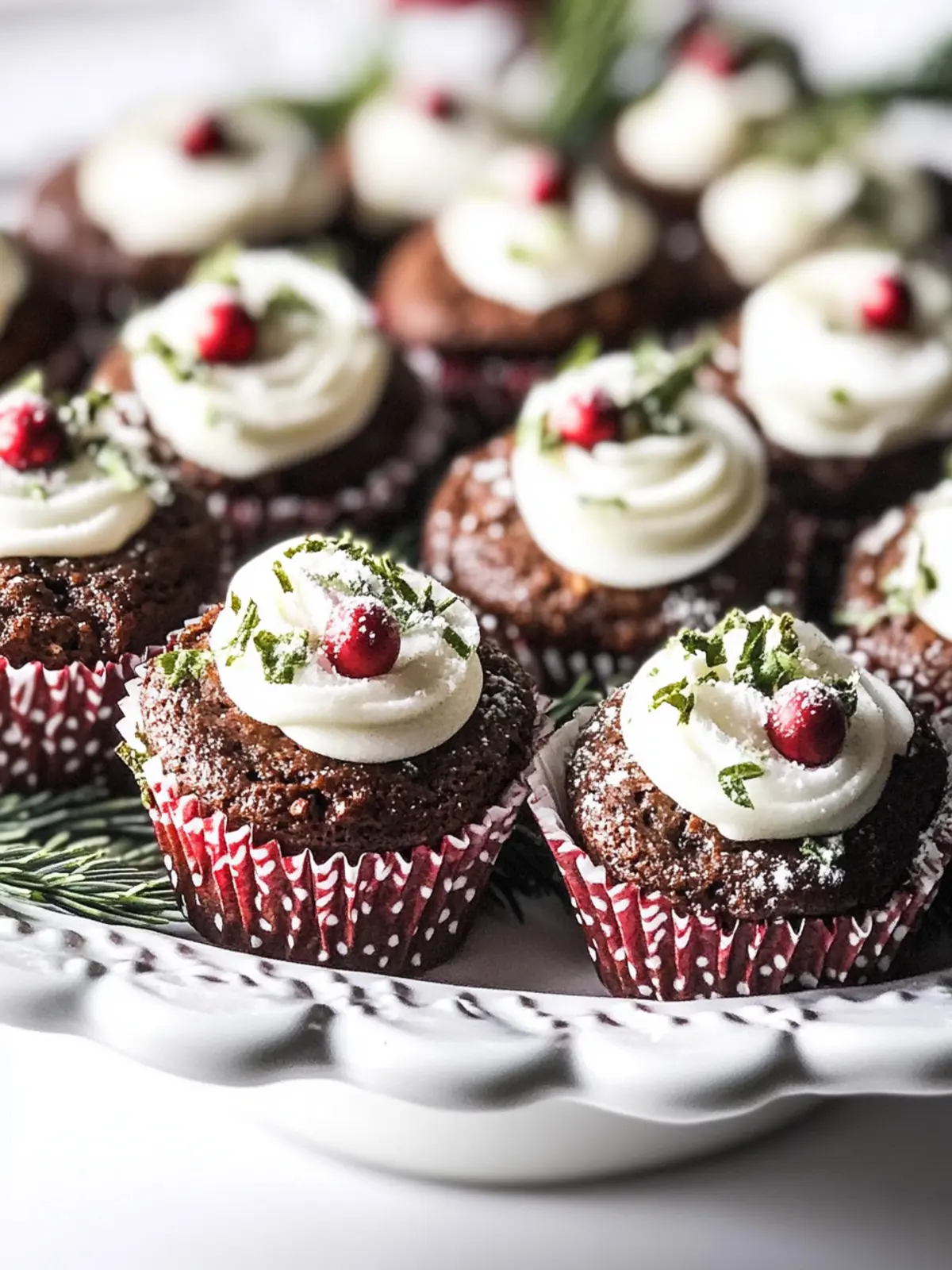 Festive Christmas Brownie Bites with Sugared Cranberries 4 Christmas Brownie Bites