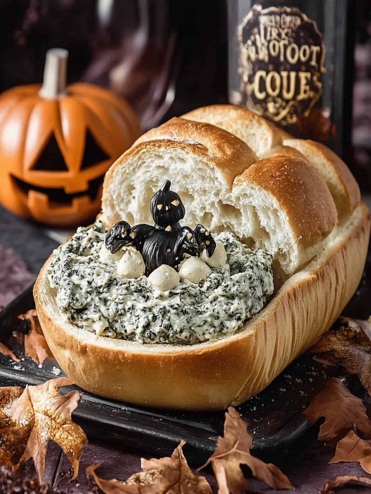 Lipton Spinach Dip in Halloween Bread Bowl That Wows Guests 3 Lipton Spinach Dip in Halloween Bread Bowl