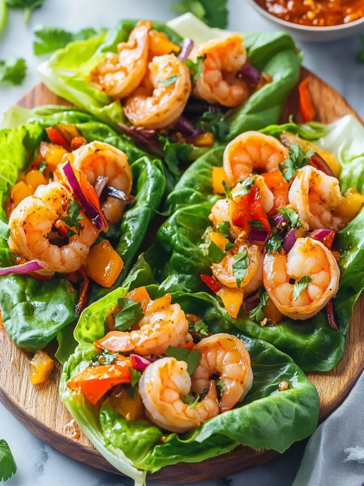 Savory Shrimp Lettuce Wraps with Zesty Peanut Sauce Delight 3 Shrimp Lettuce Wraps