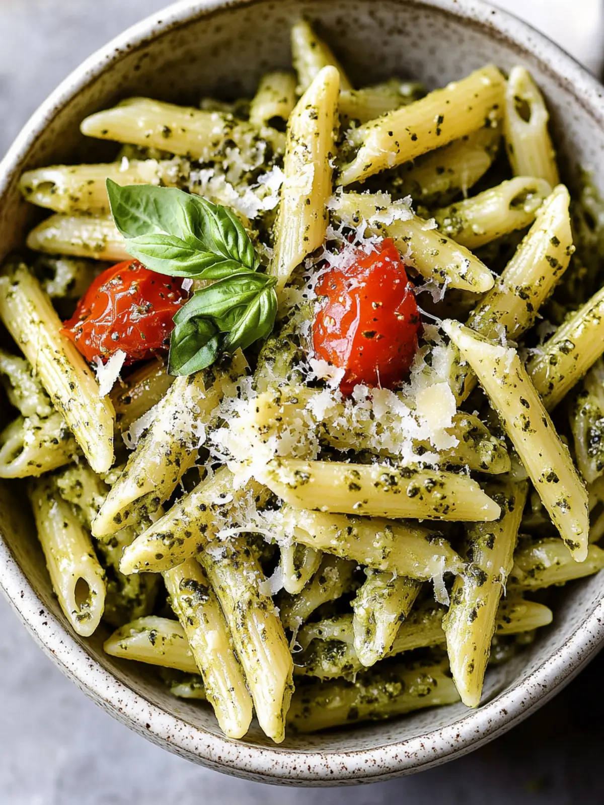 Vibrant Pesto Penne Pasta with Fresh Basil and Parmesan Magic 4 Vibrant Pesto Penne Pasta with Fresh Basil and Parmesan