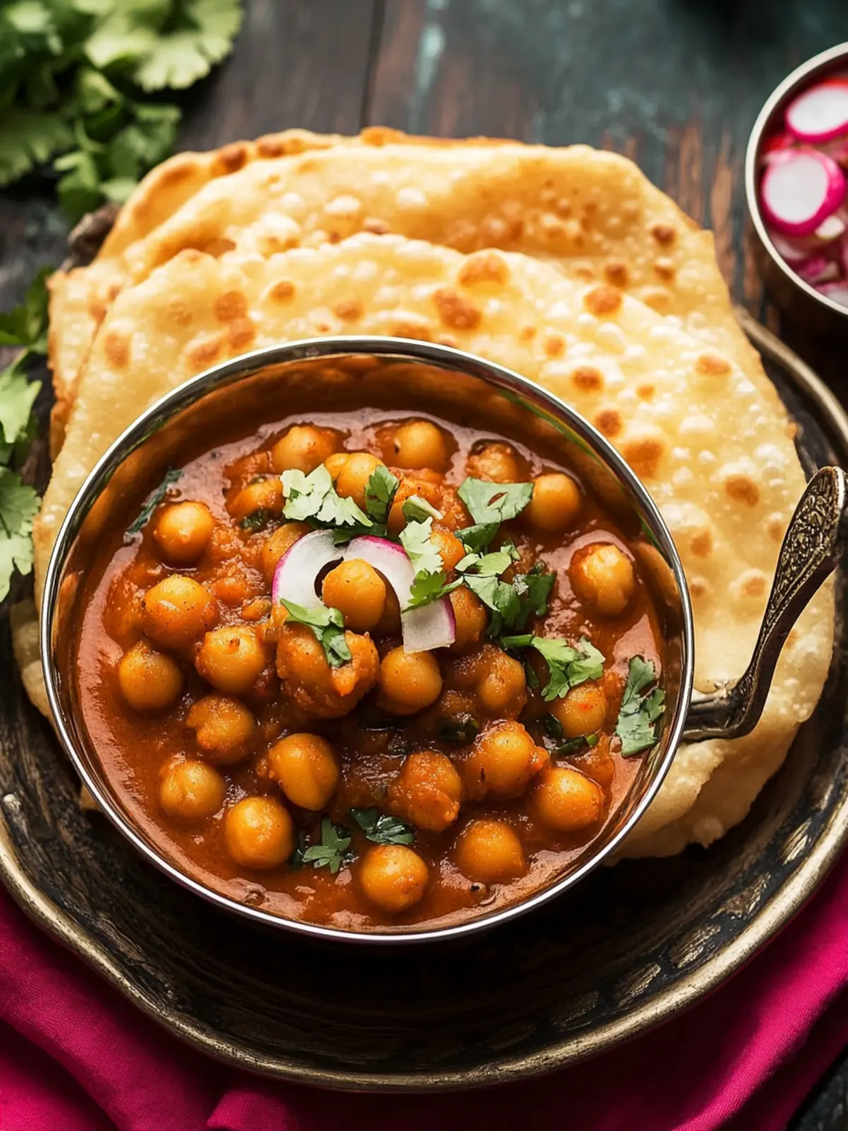 Indulge in Indian Chole Bhature: Spiced Chickpeas & Fried Bread 4 Indian Chole Bhature (Spiced Chickpeas with Fried Bread)