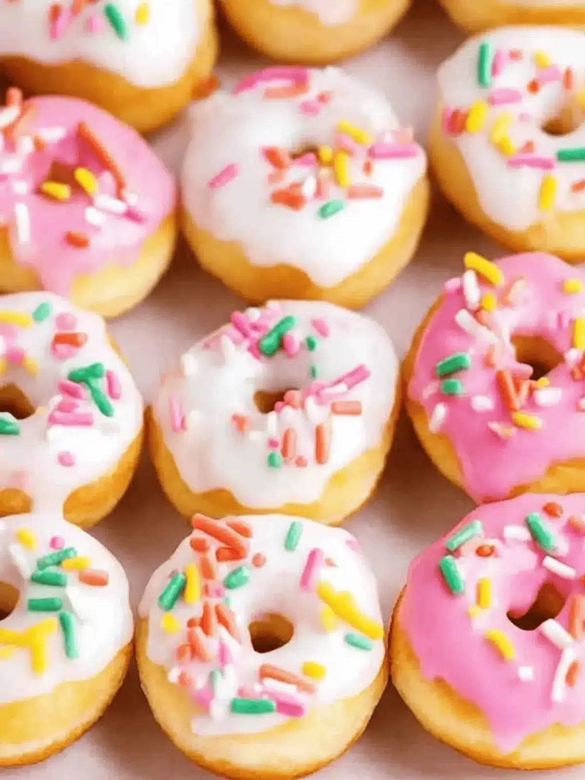 Brighten Your Day with Mini Biscuit Rainbow Donuts 3 Mini Biscuit Rainbow Donuts