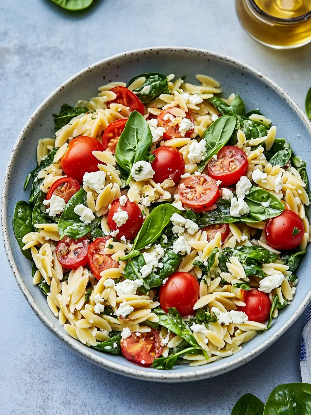 Fresh Spinach Orzo Salad with Feta, Tomatoes & Basil Bliss 2 Spinach Orzo Salad With Feta, Tomatoes and a Basil Dressing