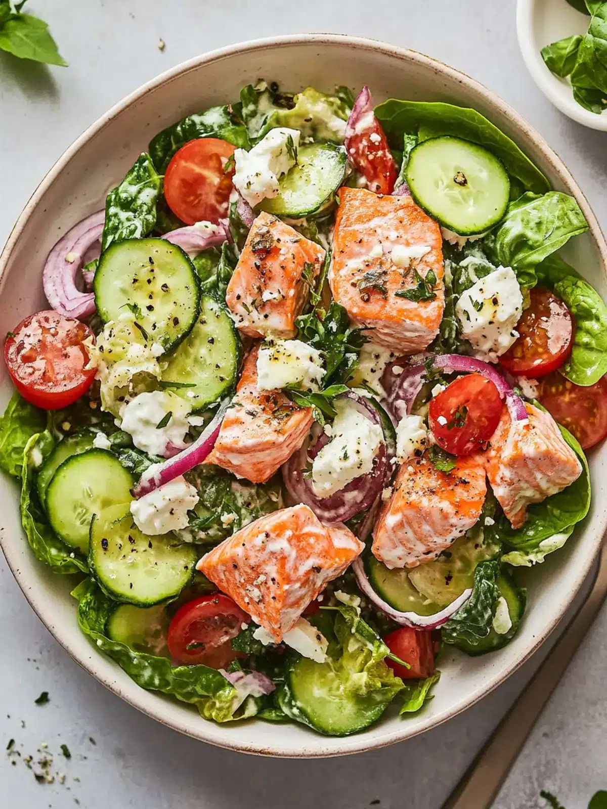 Creamy Greek Salmon Salad: Delightfully Healthy & Flavorful 3 Creamy Greek Salmon Salad