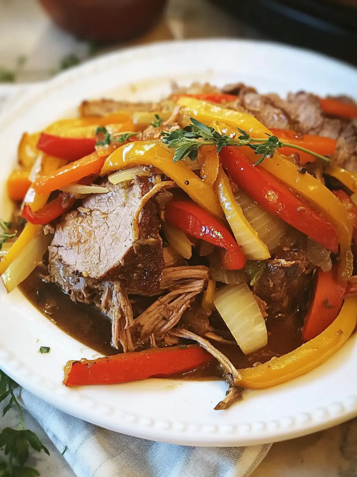 Indulge in Slow Cooker Italian Chuck Roast with Peppers and Onions 3 Slow Cooker Italian Chuck Roast with Peppers and Onions