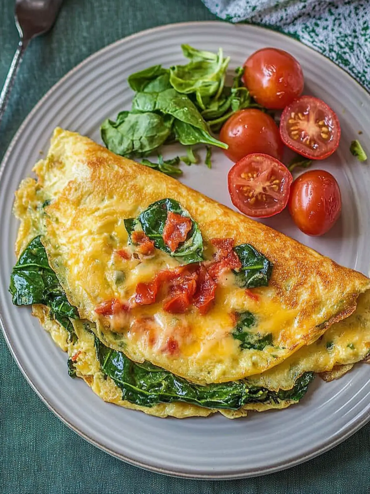 Spinach Tomato and Cheese Omelette: Quick, Healthy Breakfast Bliss 4 Spinach Tomato and Cheese Omelette