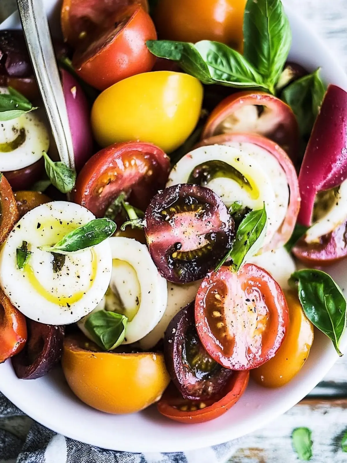 Heirloom Tomato Caprese Salad with Zesty Olive Vinaigrette 4 Heirloom Tomato Caprese Salad