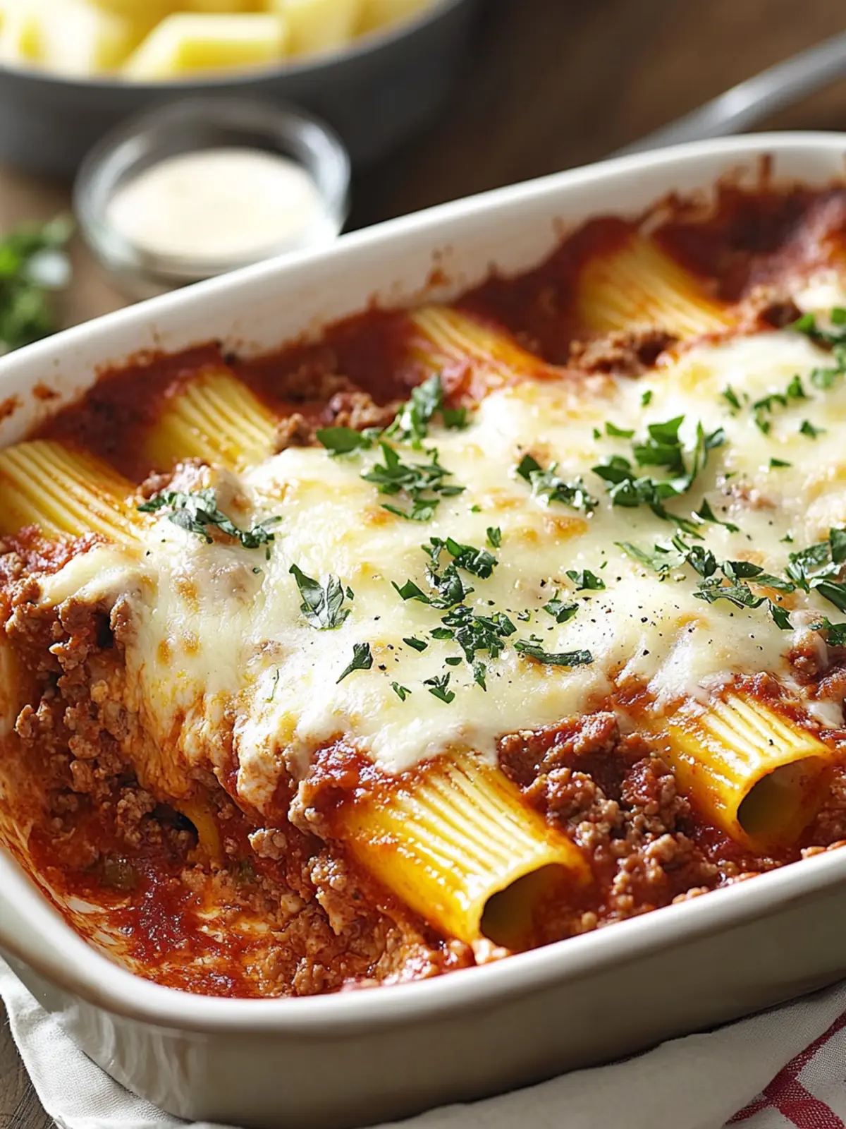 Classic Baked Manicotti with Beef and Three Cheeses Bliss 4 Classic Baked Manicotti with Ground Beef and Three Cheeses