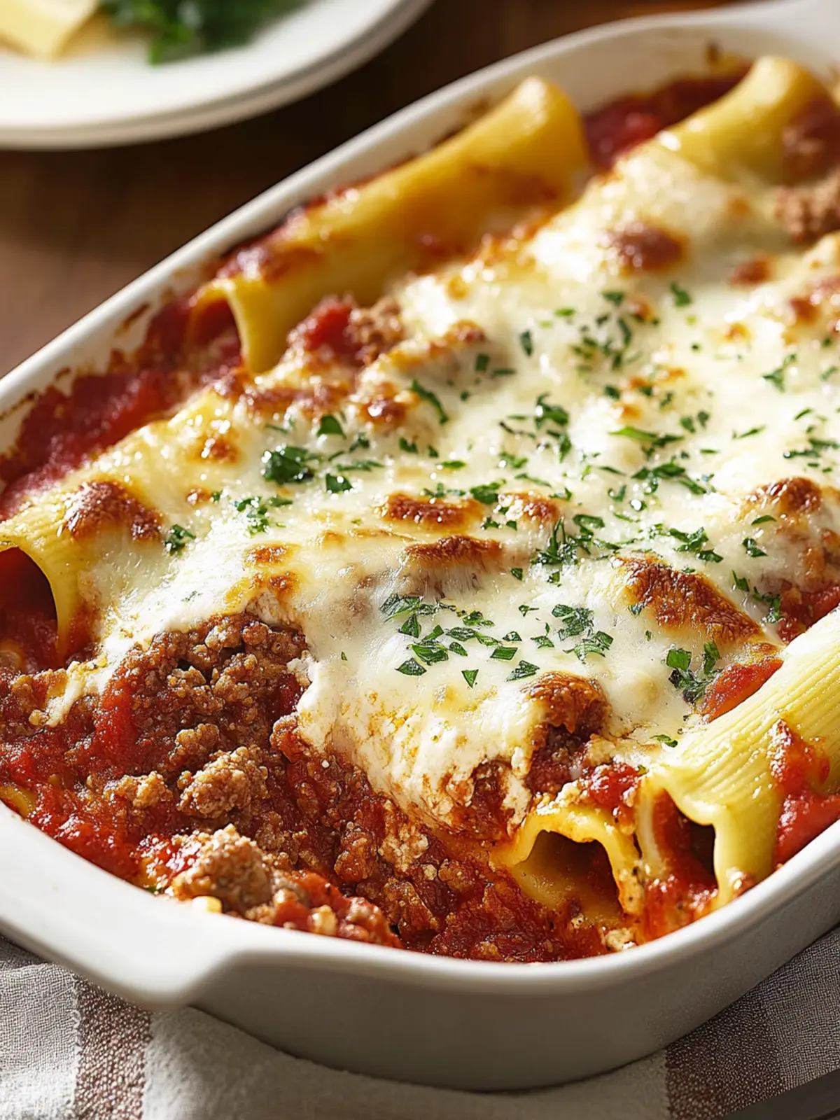 Classic Baked Manicotti with Beef and Three Cheeses Bliss 2 Classic Baked Manicotti with Ground Beef and Three Cheeses