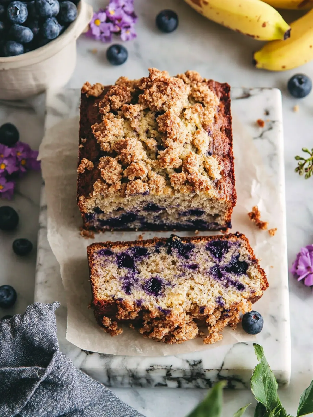 Irresistible Banana Blueberry Bread with Cinnamon Streusel Topping 3 Banana Blueberry Bread with Cinnamon Streusel Topping