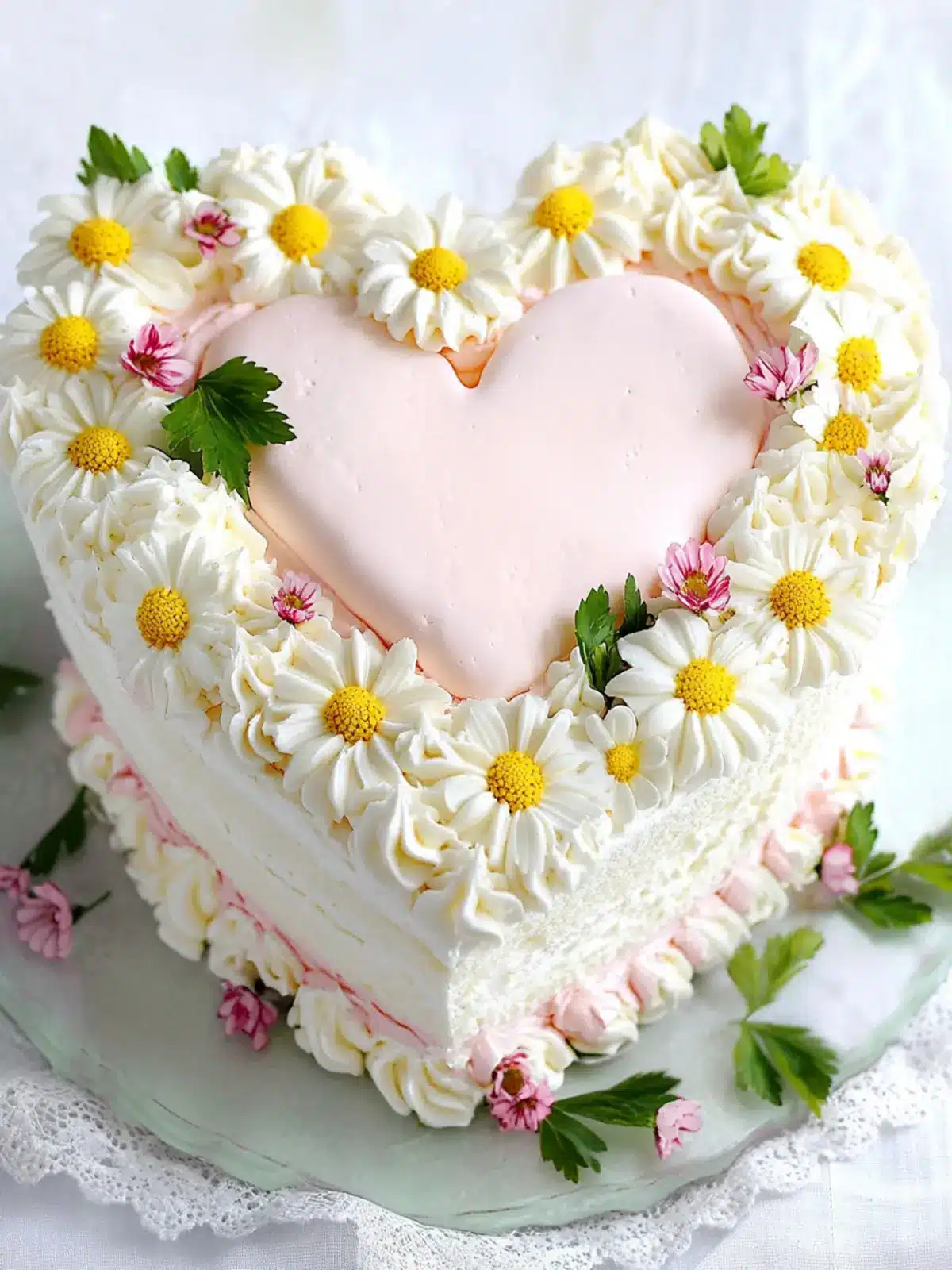 Delicious Daisy Chain Heart Cake for Celebrations and Love 3 Daisy Chain Heart Cake