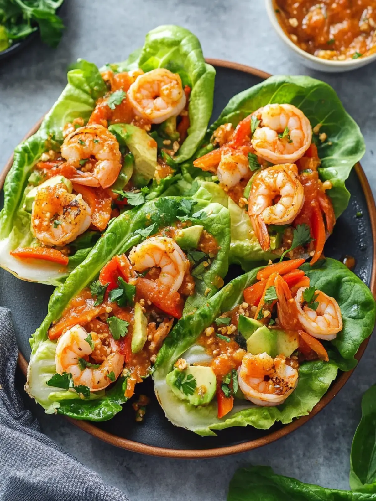 Savory Shrimp Lettuce Wraps with Zesty Peanut Sauce Delight 4 Shrimp Lettuce Wraps