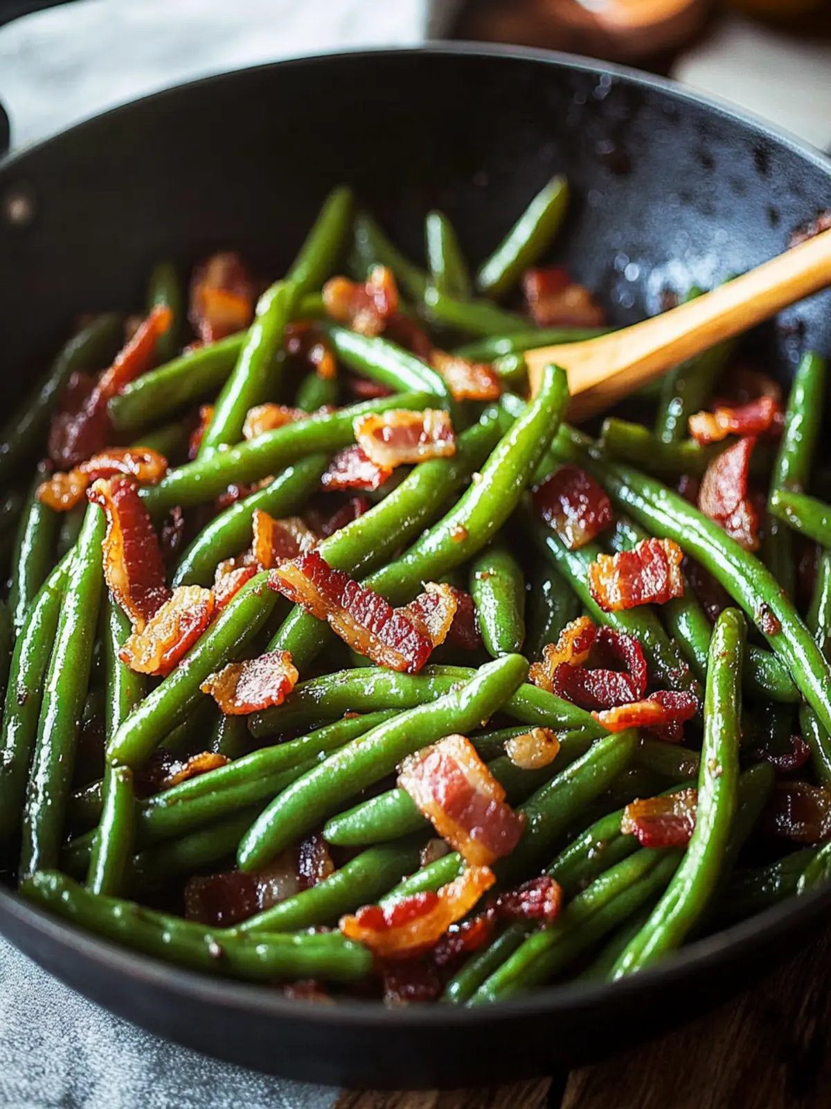 Savory Bourbon Bacon Skillet Green Beans in Just 20 Minutes 3 Bourbon Bacon Skillet Green Beans