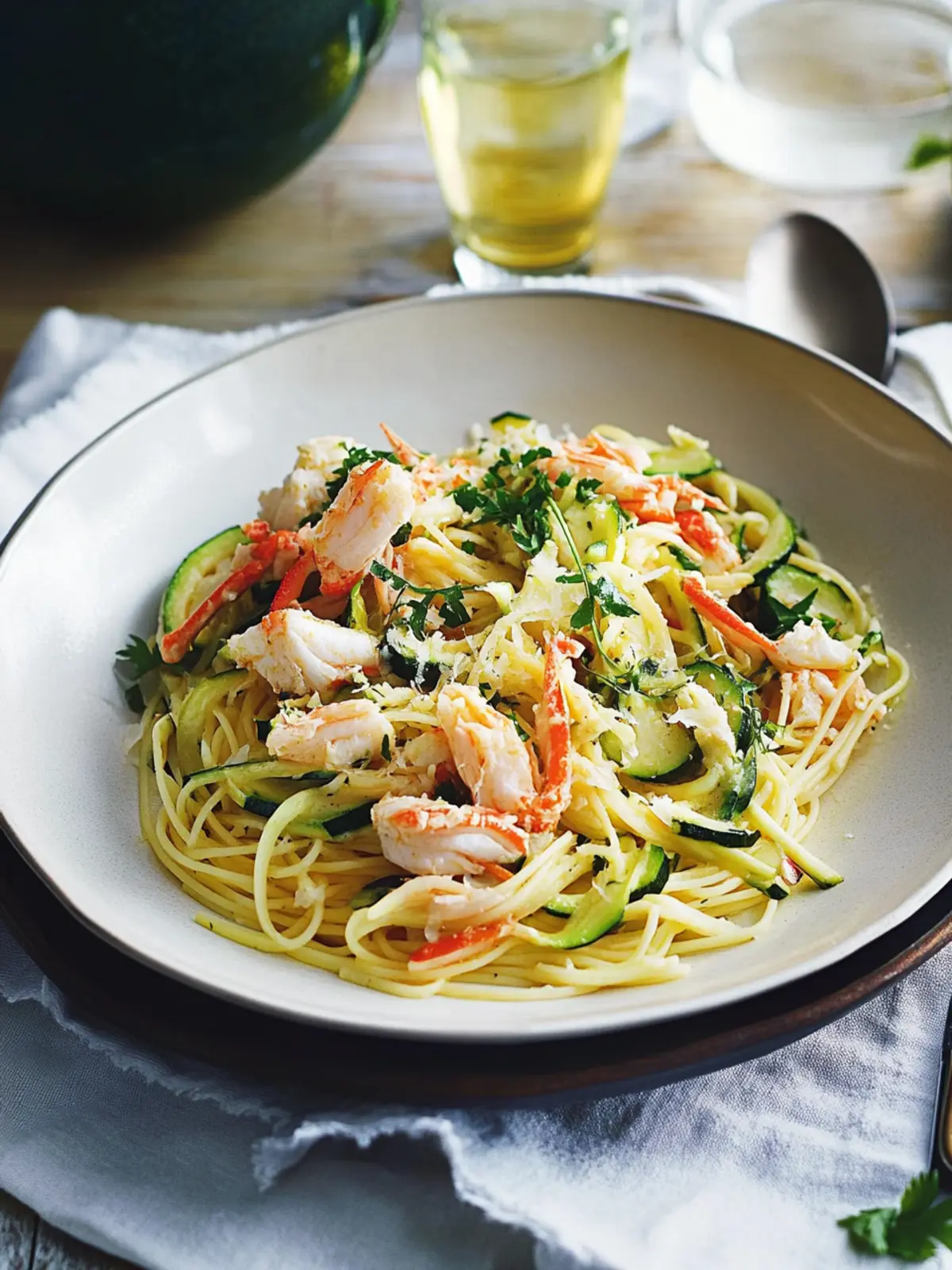 Irresistible Spaghettini with Spanner Crab and Zucchini Delight 3 Spaghettini with spanner crab and zucchini