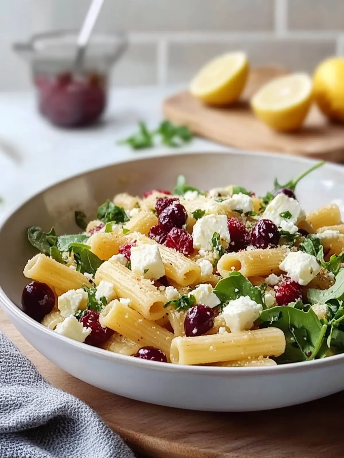 Feta & Cranberry Rigatoni Salad with Zesty Lemon Vinaigrette 4 Feta & Cranberry Rigatoni Salad with Lemon Vinaigrette