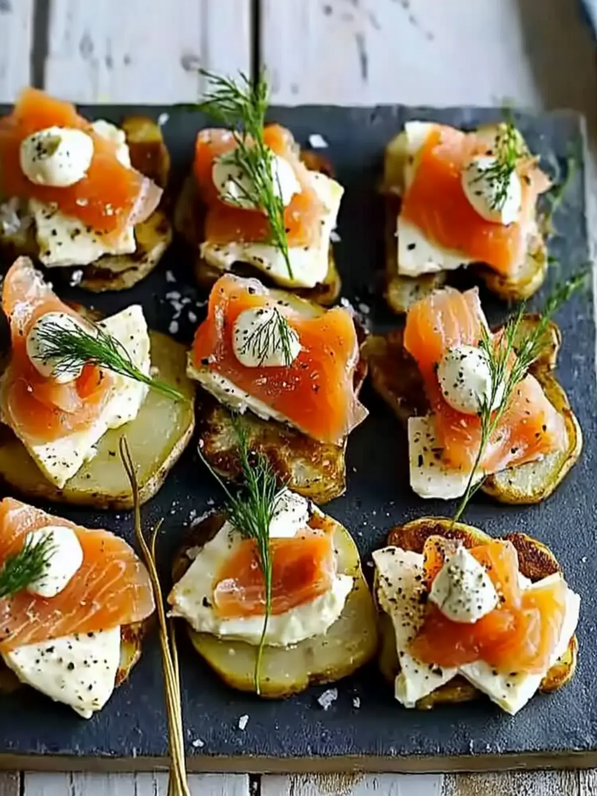 Savory Potato Cakes with Smoked Salmon & Cream Cheese Delight 3 Potato cakes with smoked salmon & cream cheese