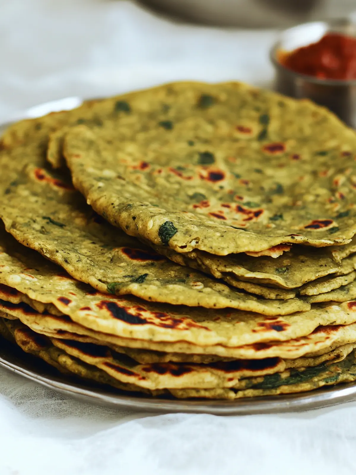 Delicious Indian Methi Thepla: Healthy Fenugreek Flatbread Recipe 3 Indian Methi Thepla (Fenugreek Flatbread)