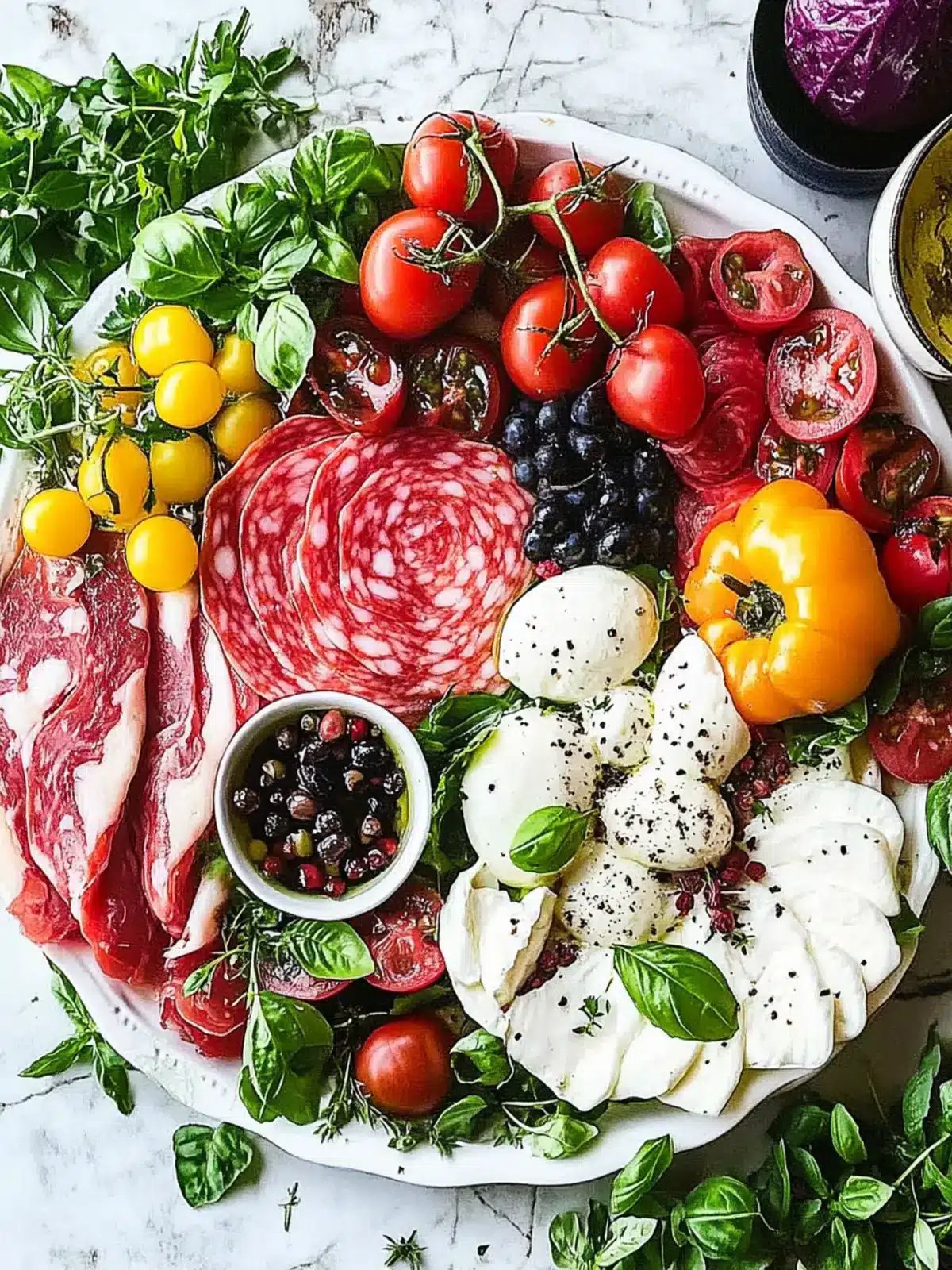 Irresistible Burrata Platter with Heirloom Tomatoes and Olives 4 Burrata Platter