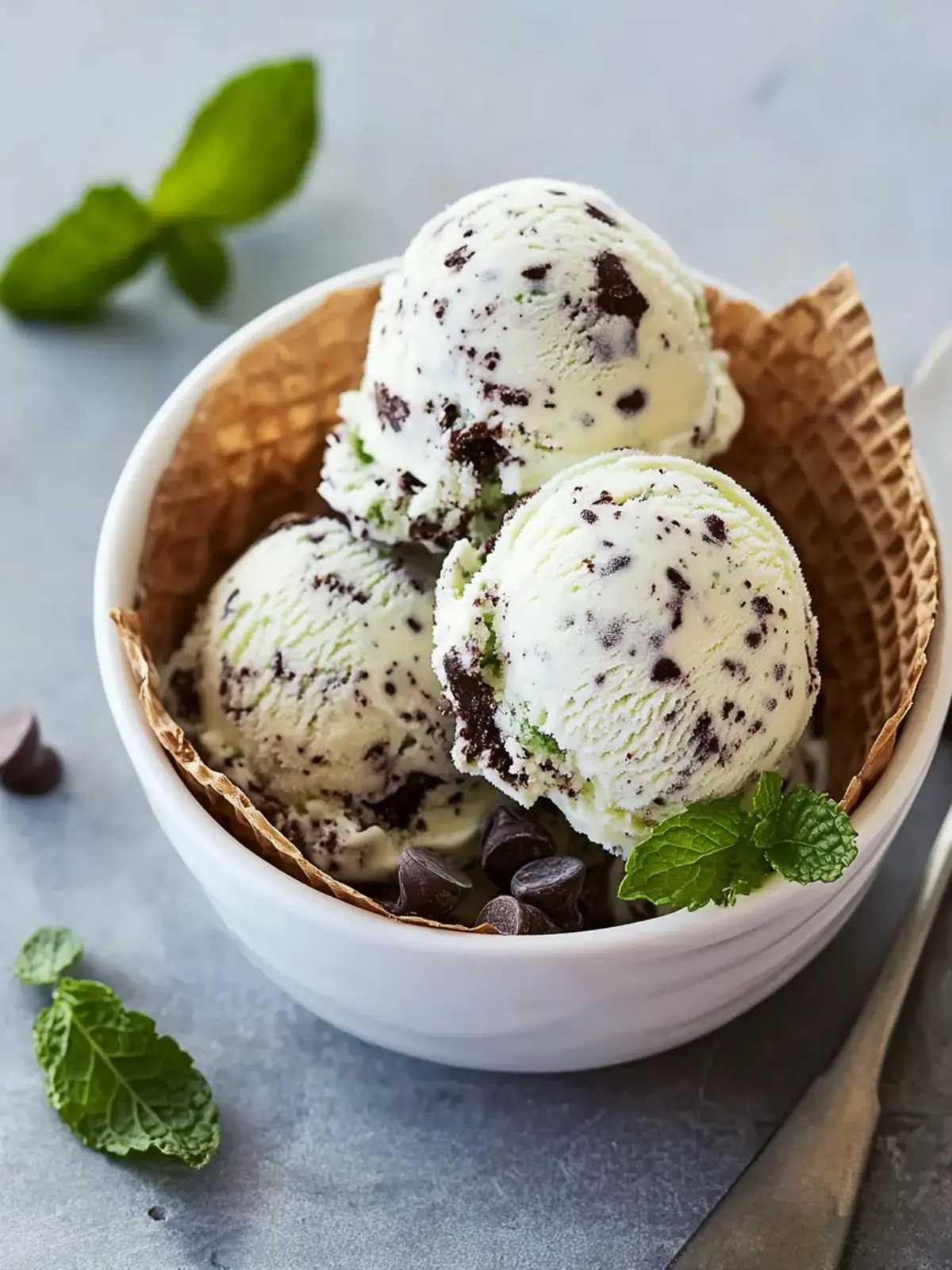 Creamy Mint Chocolate Chip Ice Cream Made at Home 4 Mint Chocolate Chip Ice Cream