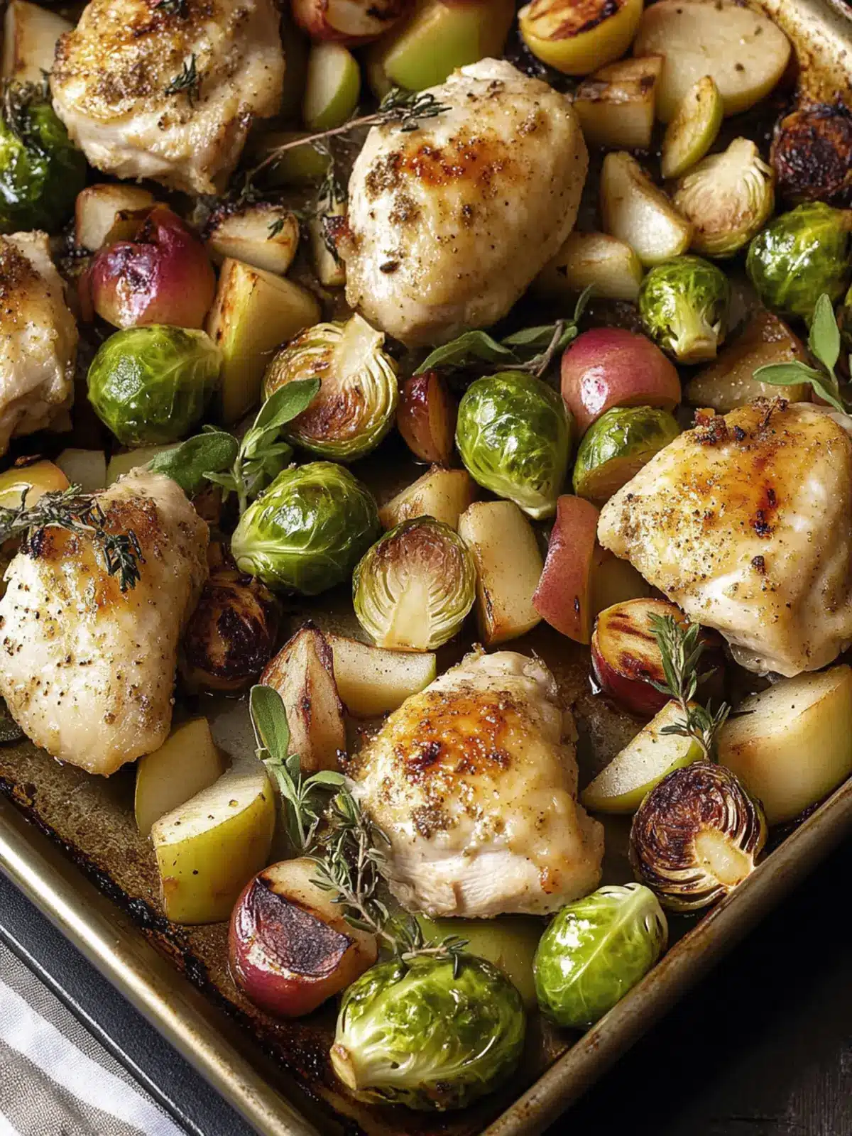 Chicken Sheet Pan with Apples & Brussels Sprouts for Cozy Nights 4 Chicken Sheet Pan with Apples & Brussels Sprouts