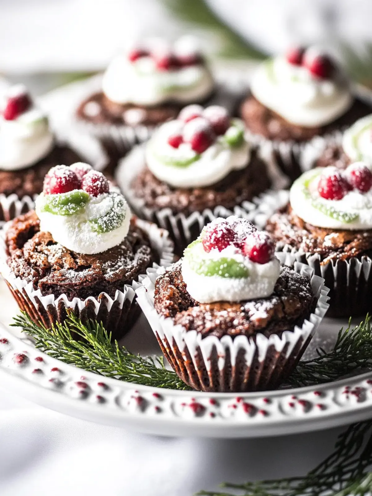 Festive Christmas Brownie Bites with Sugared Cranberries 2 Christmas Brownie Bites
