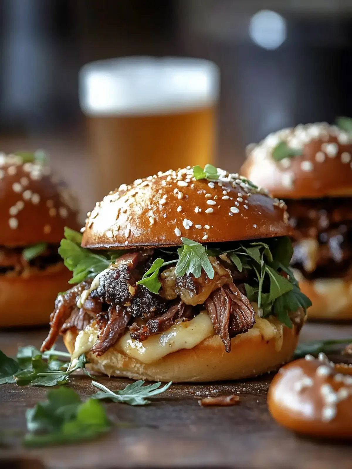 Delicious Pumpkin Beer Brisket Melts on Everything Pretzel Rolls 2 Delicious Pumpkin Beer Brisket Melts on Everything Pretzel Rolls