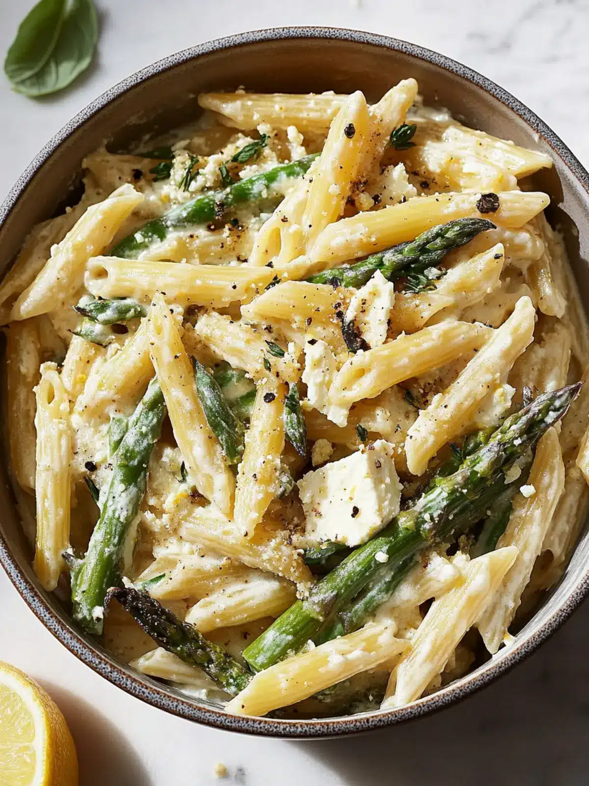 Creamy Feta-Lemon Penne with Asparagus: A Quick Delight 2 Creamy Feta-Lemon Penne With Asparagus
