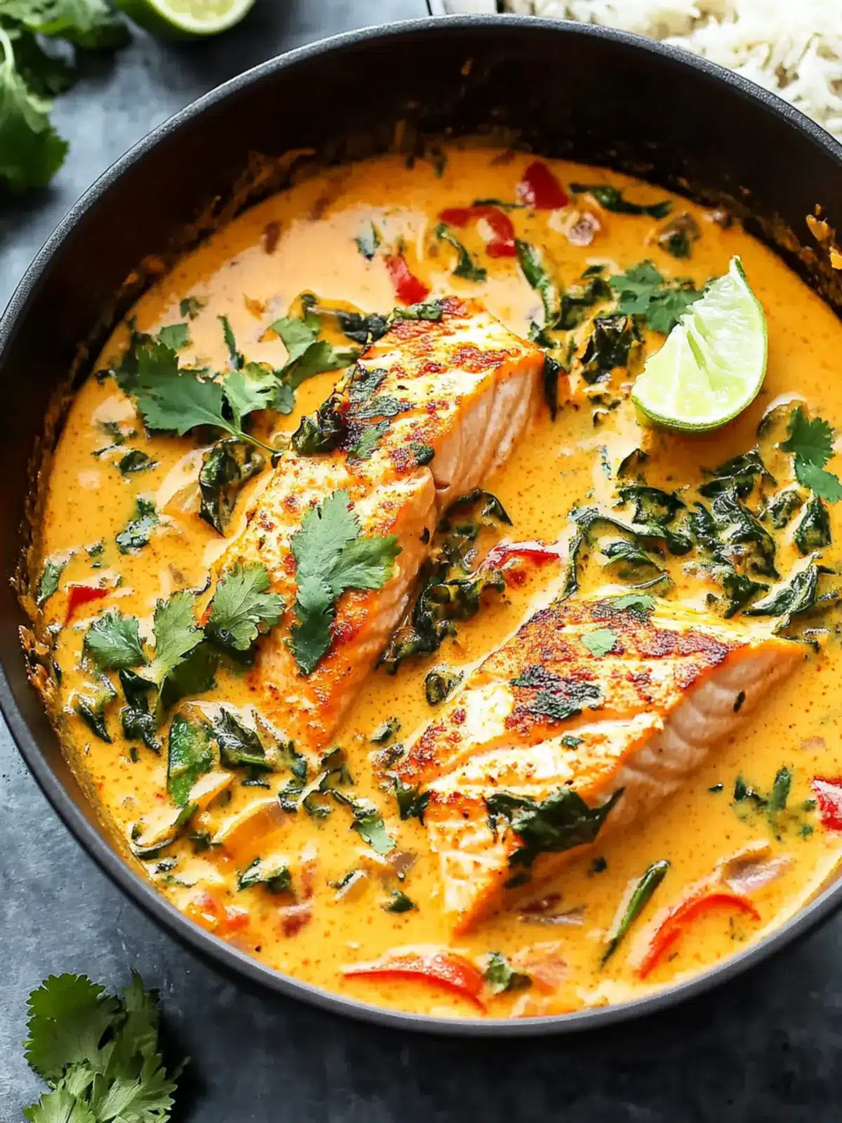 Savory Salmon Coconut Curry: A Thai-Inspired Delight 2 Salmon Coconut Curry (Thai Inspired)