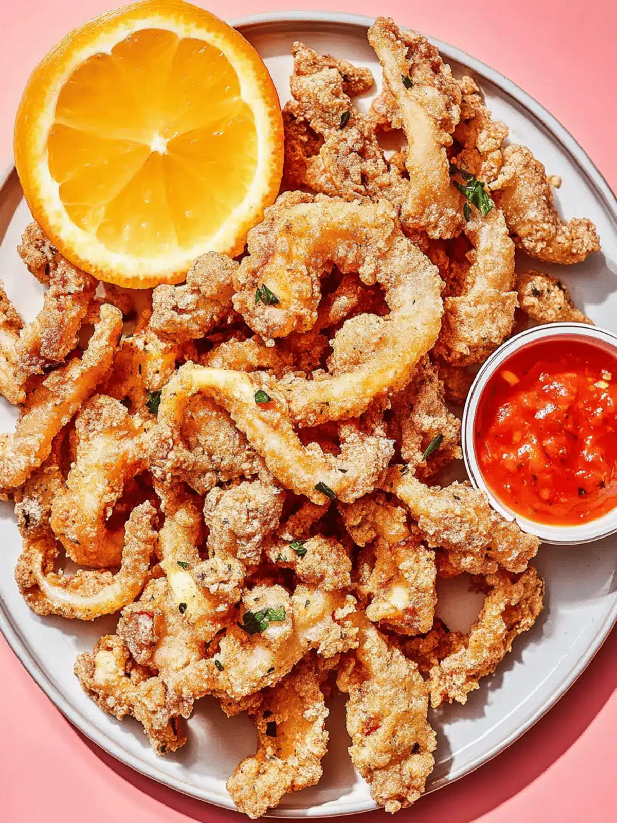 Crispy Mushroom Calamari with Spicy Marinara Delight 3 Mushroom Calamari with Spicy Marinara