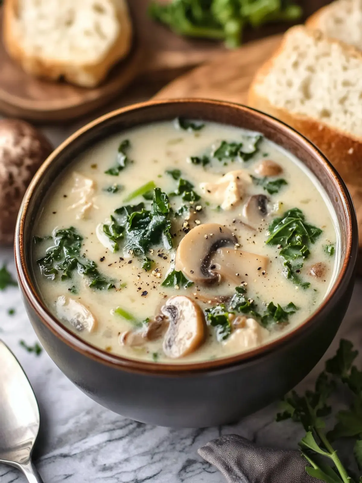 Creamy Mushroom Kale Turkey Soup for Cozy Nights In 4 Creamy Mushroom Kale Turkey Soup