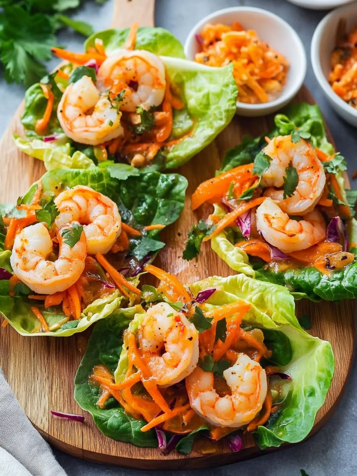 Savory Shrimp Lettuce Wraps with Zesty Peanut Sauce Delight 2 Shrimp Lettuce Wraps