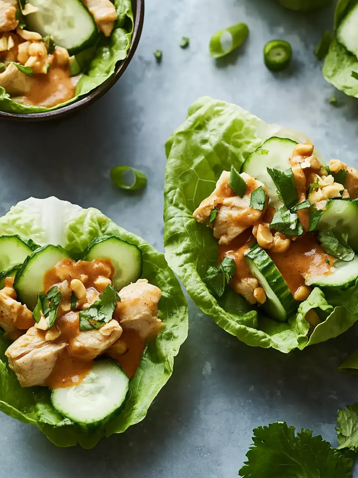 Delicious Chicken & Cucumber Lettuce Wraps with Peanut Sauce 2 Chicken & Cucumber Lettuce Wraps with Peanut Sauce