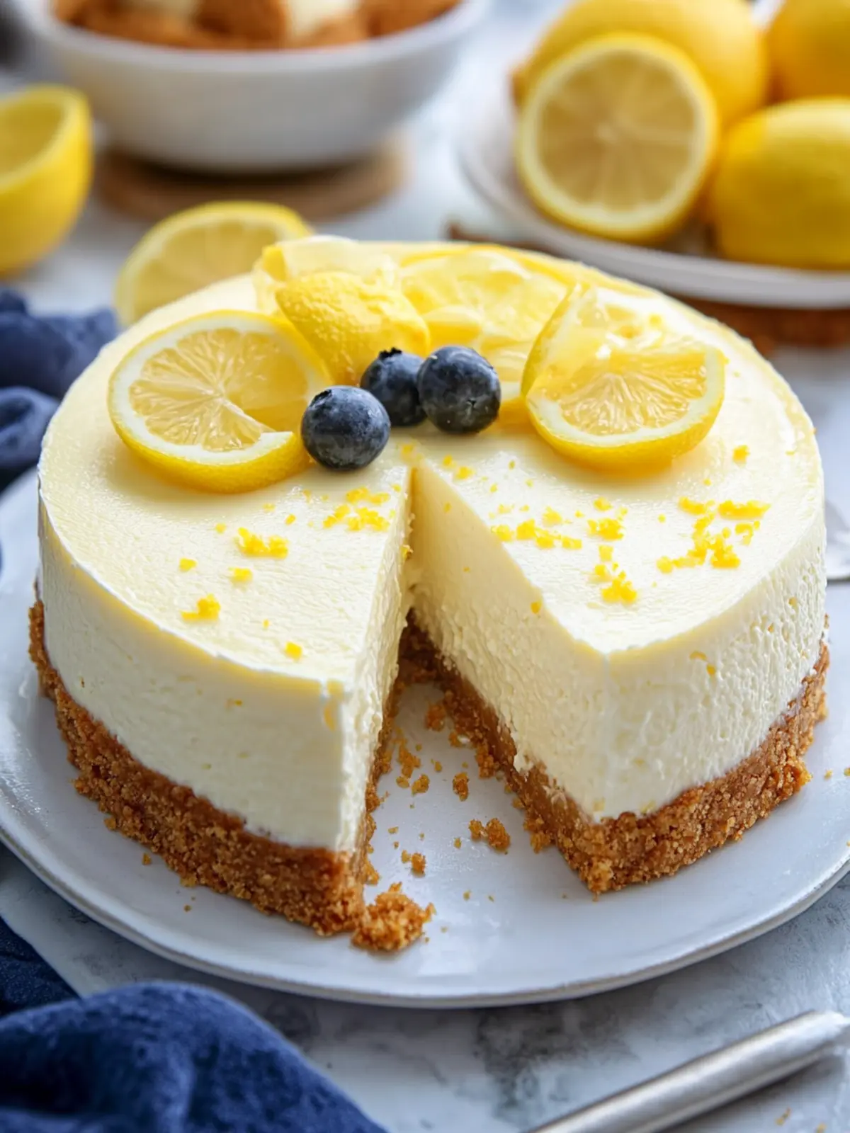 Lemon New York Style Cheesecake with Gingersnap Crust Bliss 3 Lemon New York Style Cheesecake with Gingersnap Crust