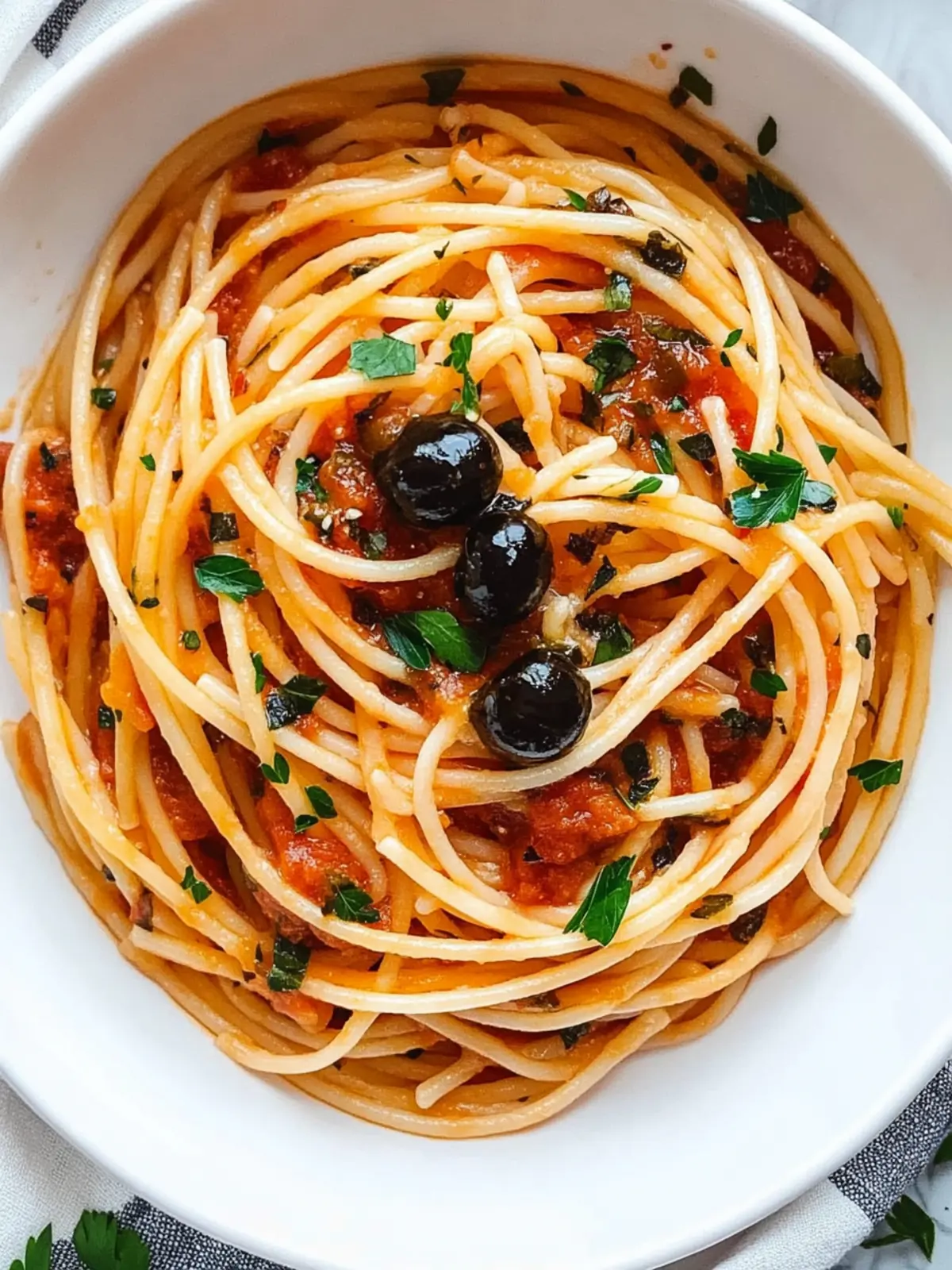 Spaghetti with Bold, Tangy Puttanesca Sauce in Just 20 Minutes 4 Spaghetti with Bold, Tangy Puttanesca Sauce