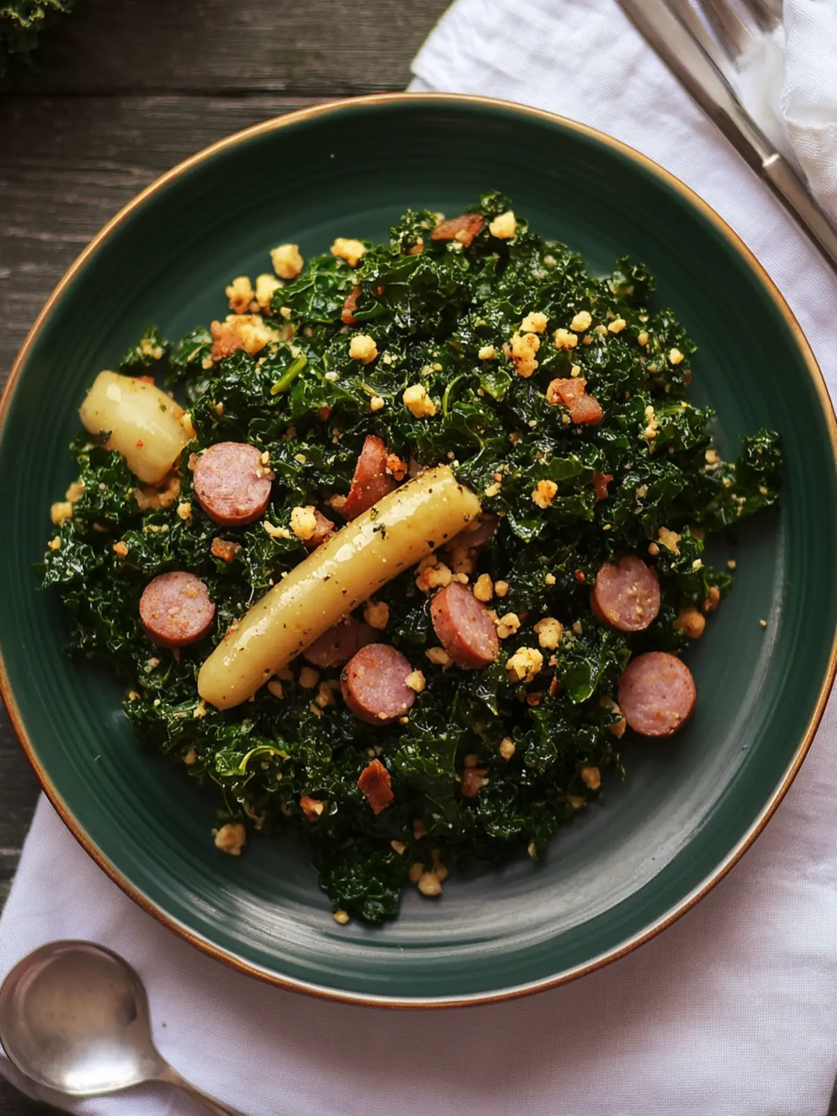 Savor the Cozy Flavors of German Grünkohl mit Pinkel Deligh 2 German Grünkohl mit Pinkel (Kale with Sausage)