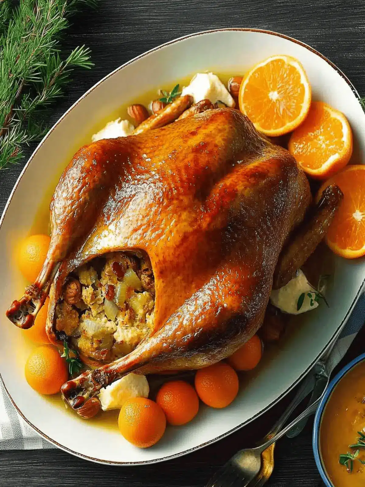 Savory Duck with Orange Hazelnut Stuffing for Holiday Joy 3 Duck with Orange Hazelnut Stuffing
