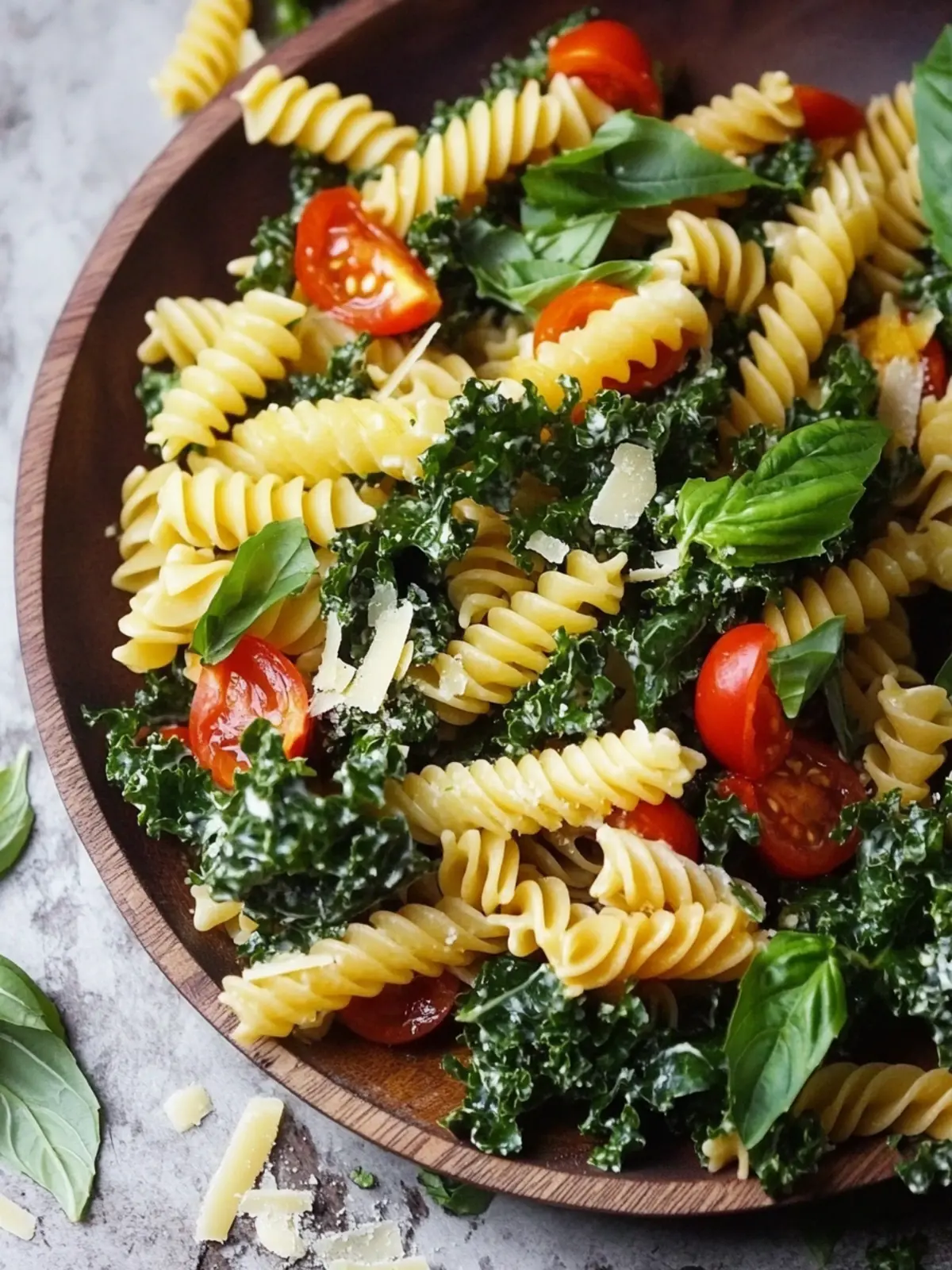 Mediterranean Pasta & Kale Salad with Irresistible Garlic Basil Dressing 2 Mediterranean Pasta & Kale Salad with Garlic Basil Dressing