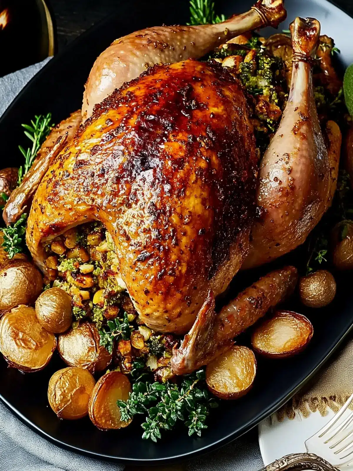 Garlic and Herb Stuffed Tender Turkey Crown for a Festive Feast 3 Garlic and herb stuffed tender turkey crown