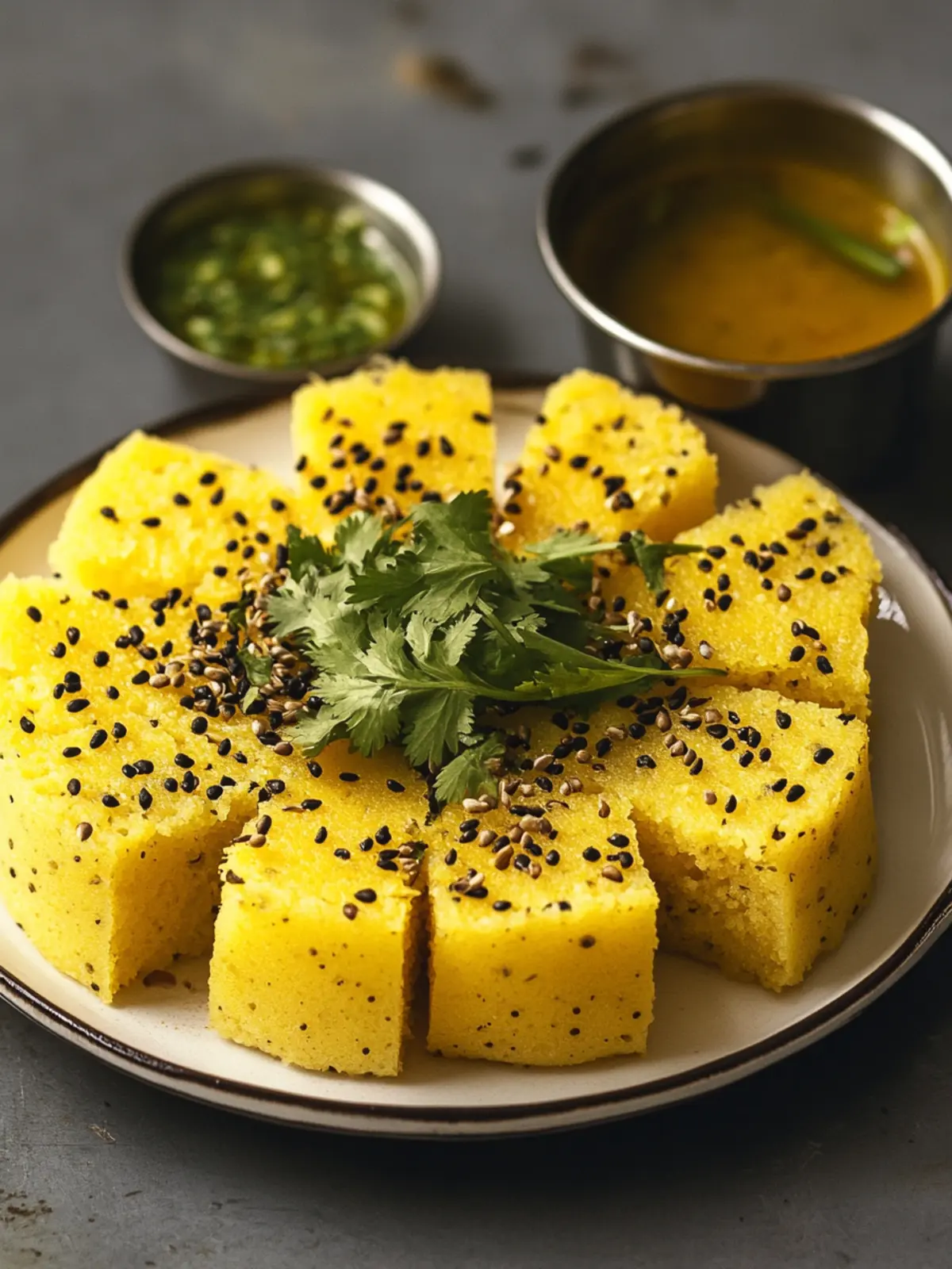 Fluffy Indian Dhokla - A Guilt-Free Savory Delight! 4 Indian Dhokla (Savoury steamed cake)