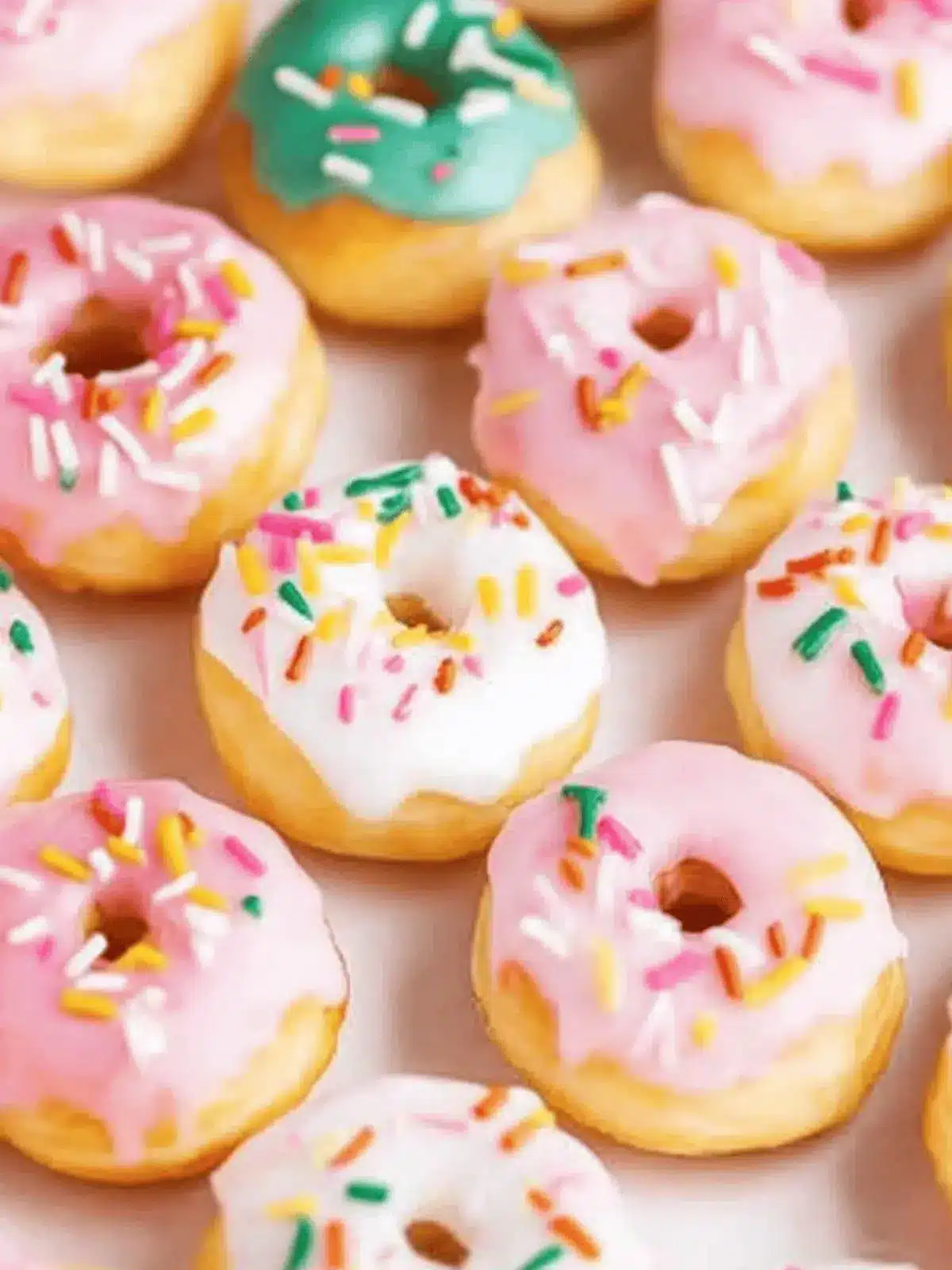 Brighten Your Day with Mini Biscuit Rainbow Donuts 4 Mini Biscuit Rainbow Donuts