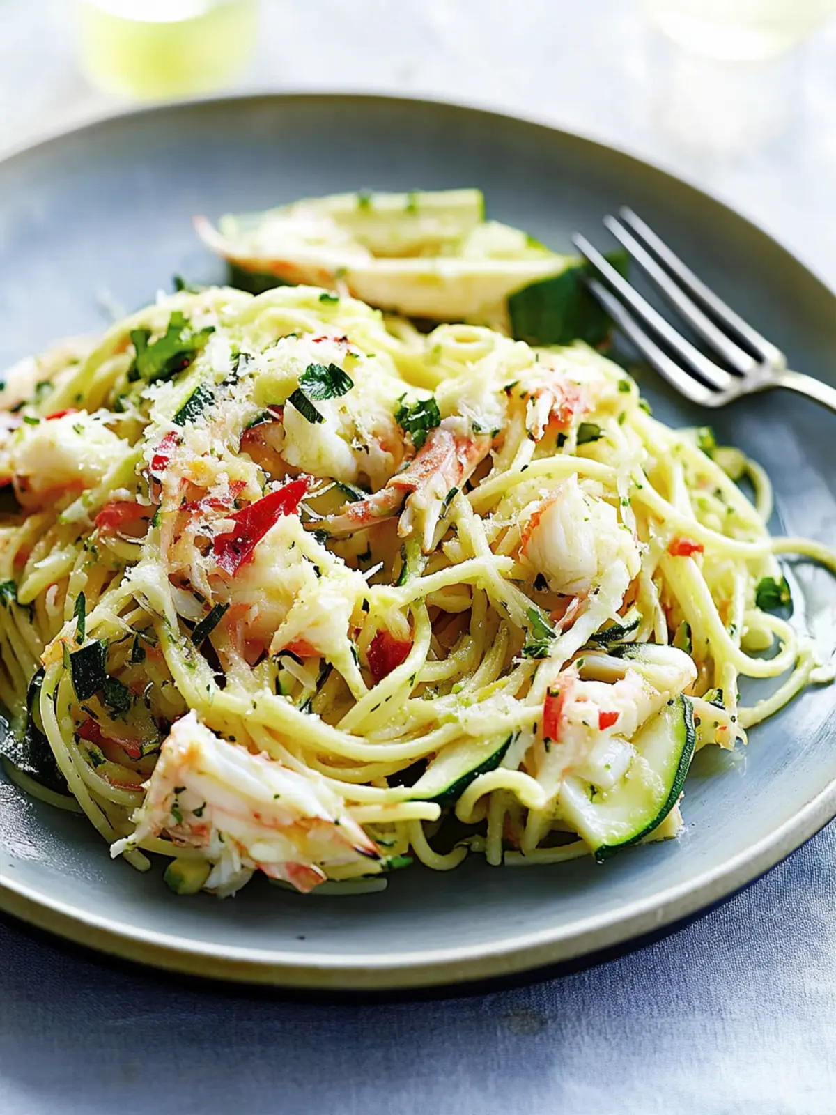 Irresistible Spaghettini with Spanner Crab and Zucchini Delight 2 Spaghettini with spanner crab and zucchini