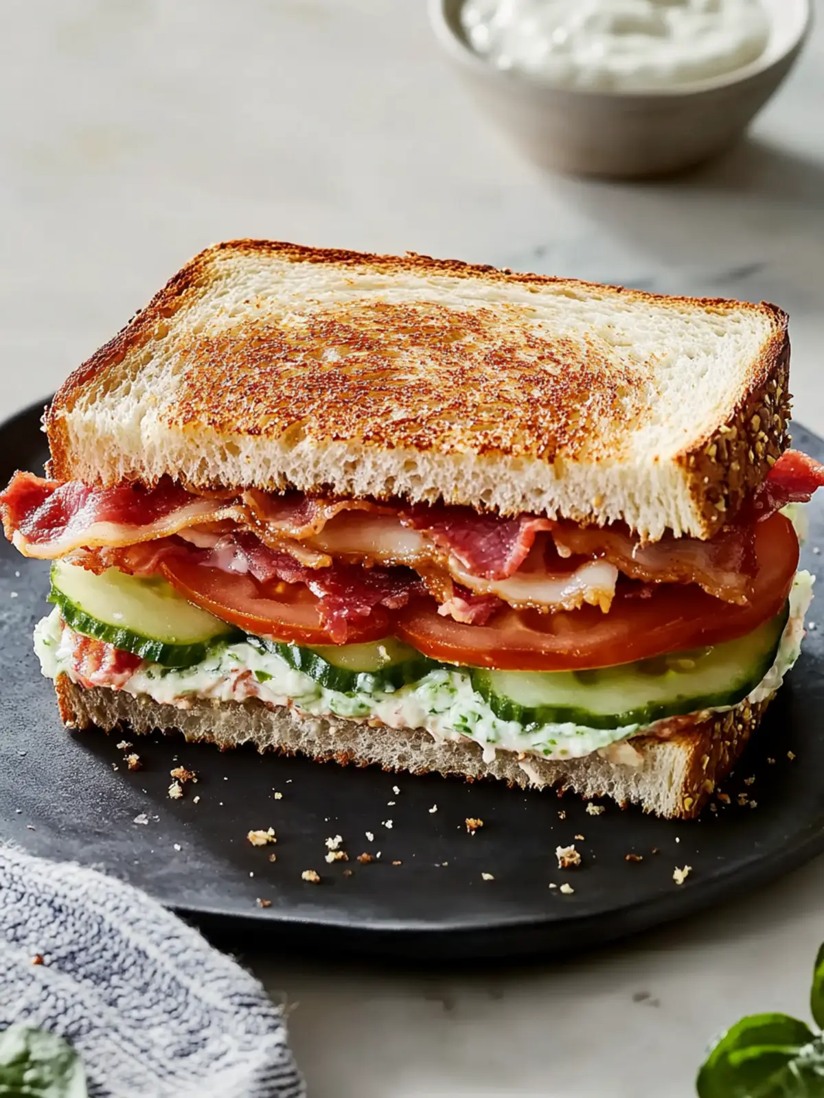 Irresistible Tomato & Cucumber Sandwich with Bacon Delight 2 Tomato & Cucumber Sandwich with Bacon
