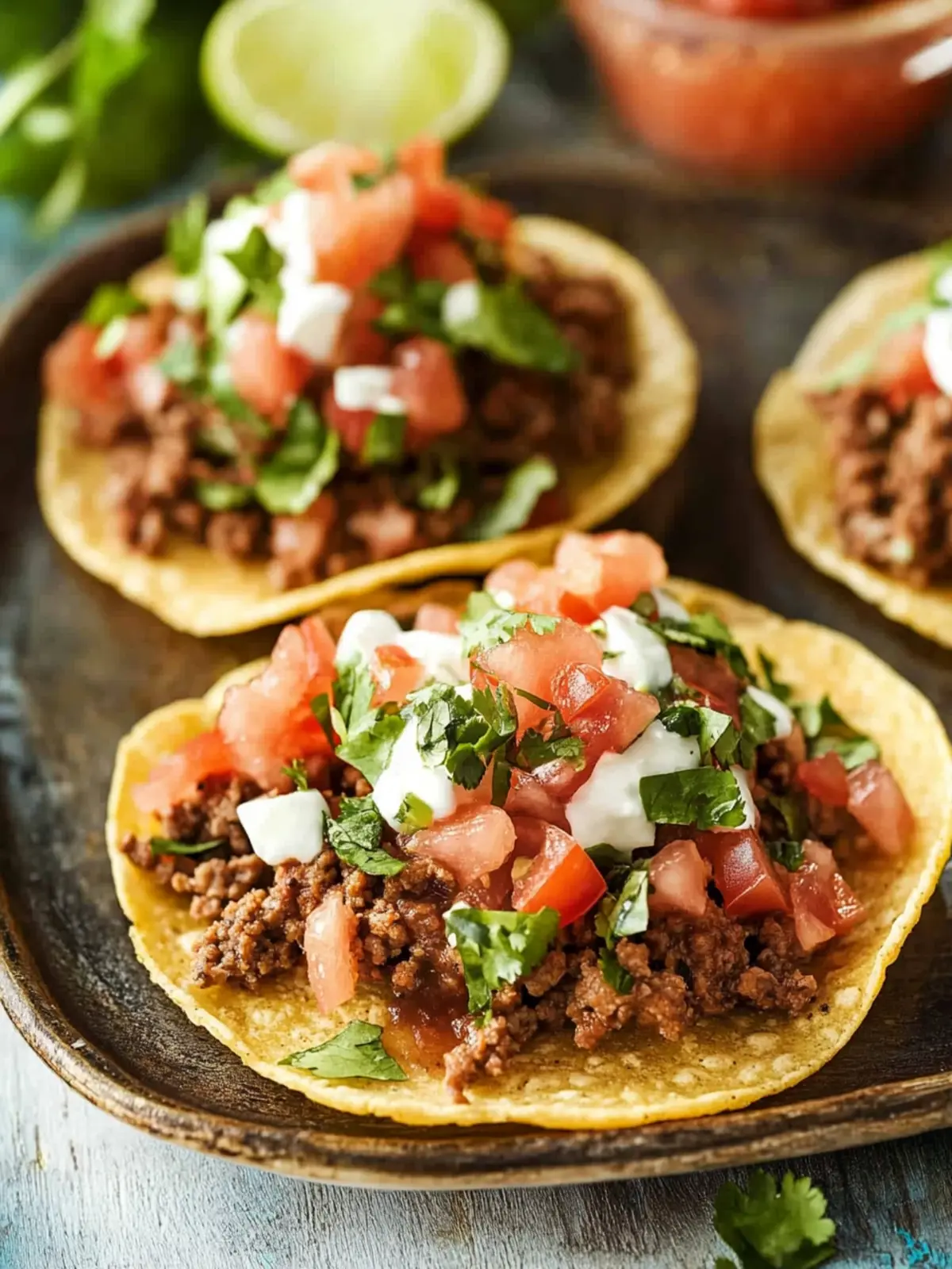 Savory Ground Beef Tostadas: Your Taco Night Game-Changer 3 Ground Beef Tostadas