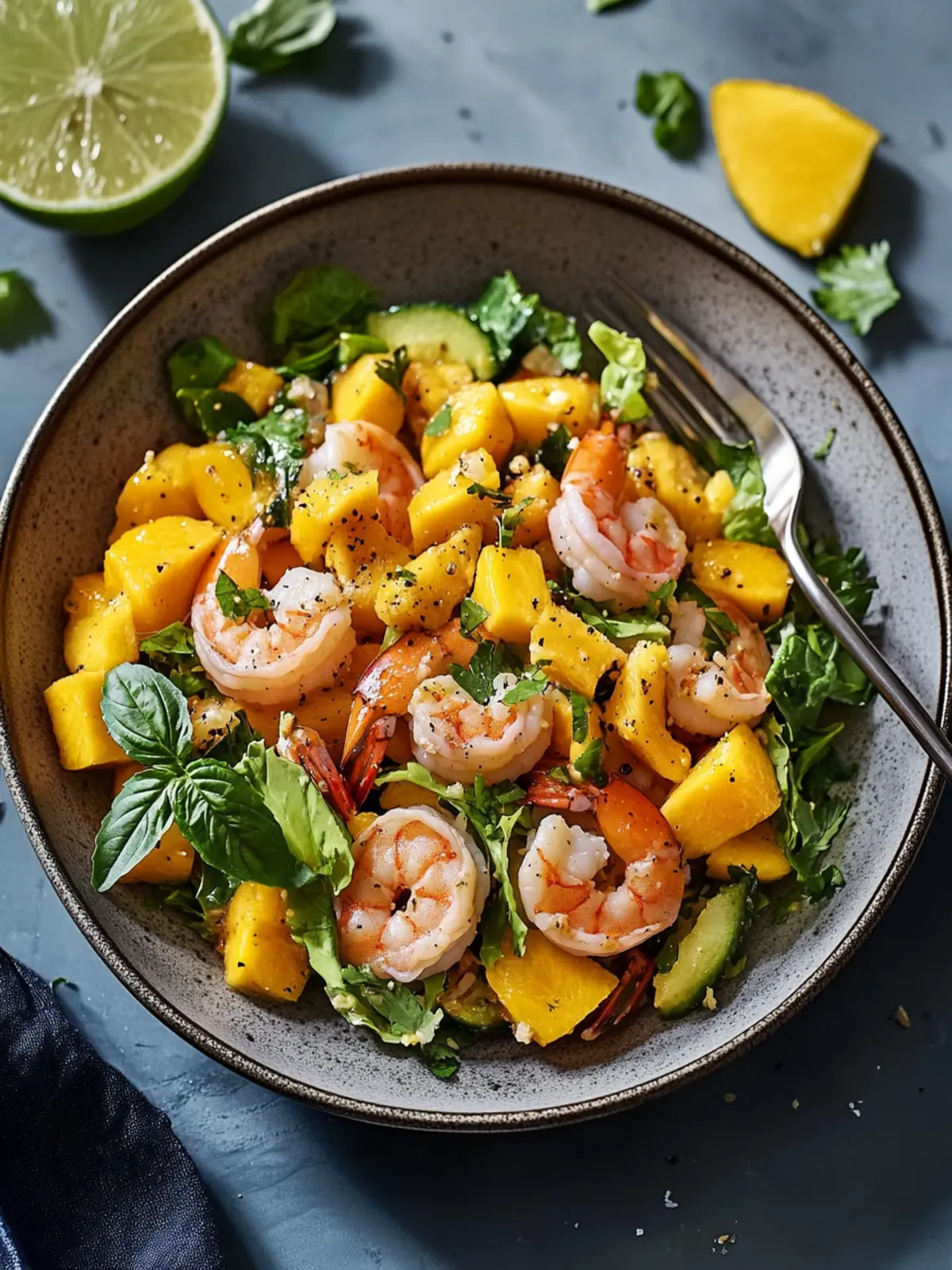 Refreshing Shrimp & Mango Salad with Zesty Miso Dressing 4 Shrimp & Mango Salad