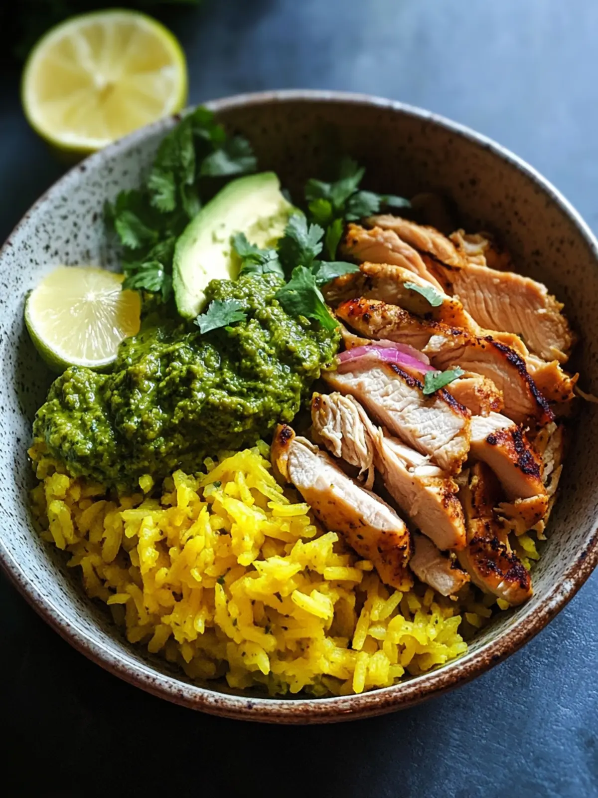 Crockpot Chicken Bowls with Yellow Rice & Cilantro Pesto Delight 2 Crockpot Chicken Bowls with Yellow Rice and Cilantro Pesto
