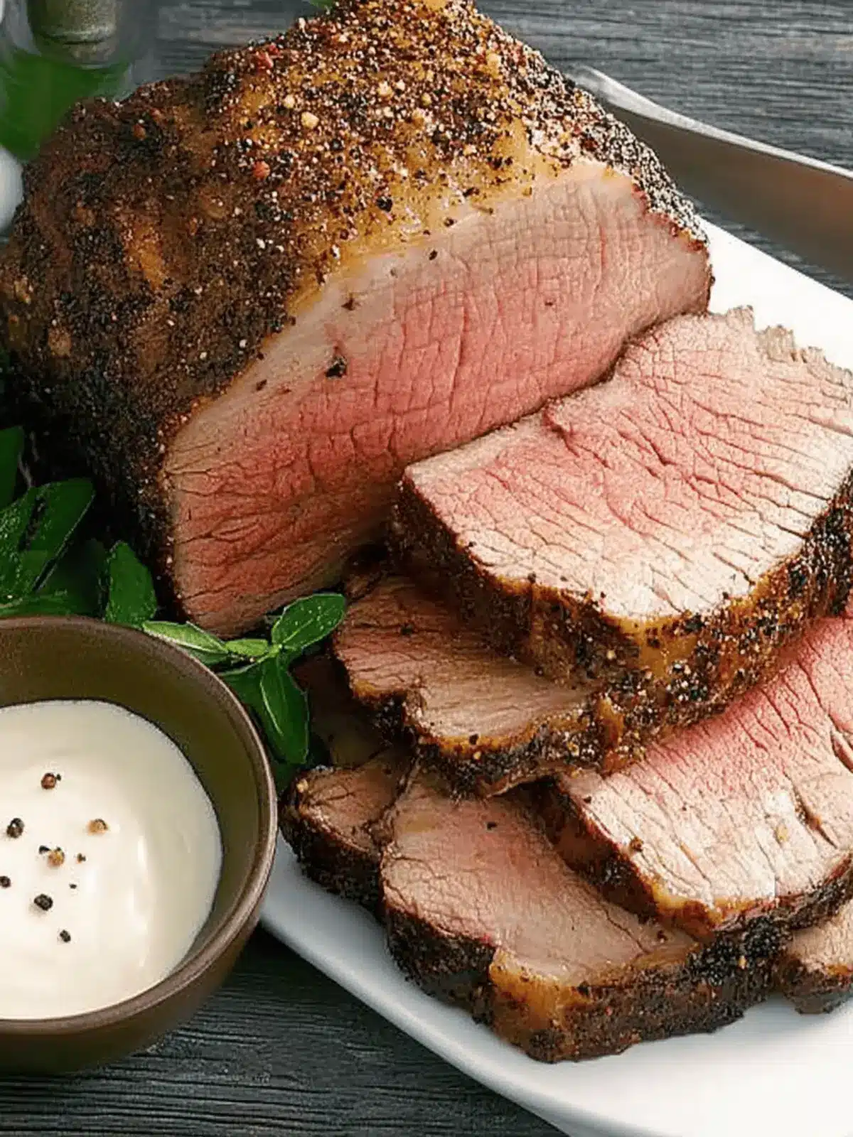 Perfectly Peppery Roast Beef with Tangy Horseradish Sauce 2 Peppery Roast Beef
